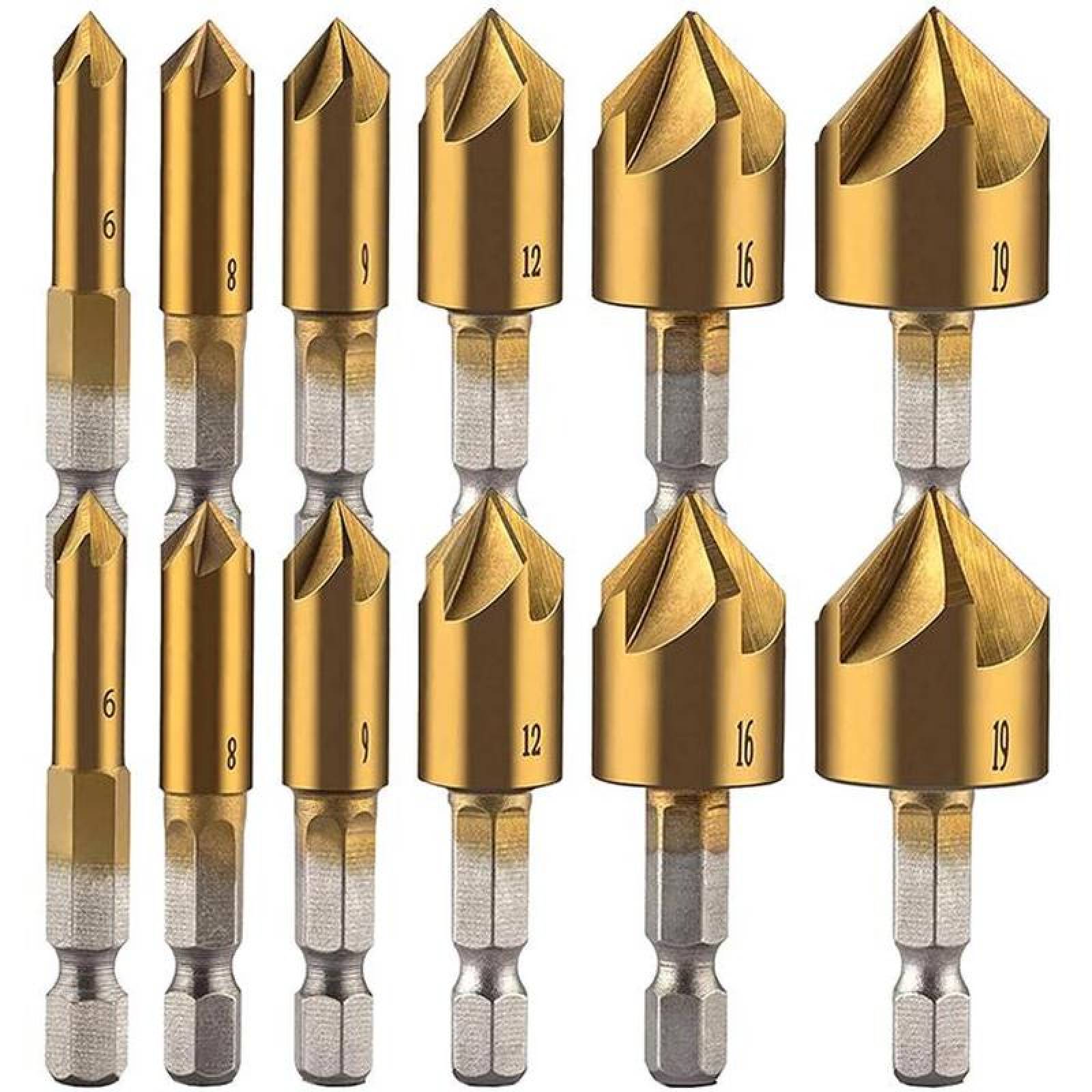 Avellanadores brocas paquete MXDGN-002-1 12pzs 689121619mm Dorado Acero Avellanador DrillGolden