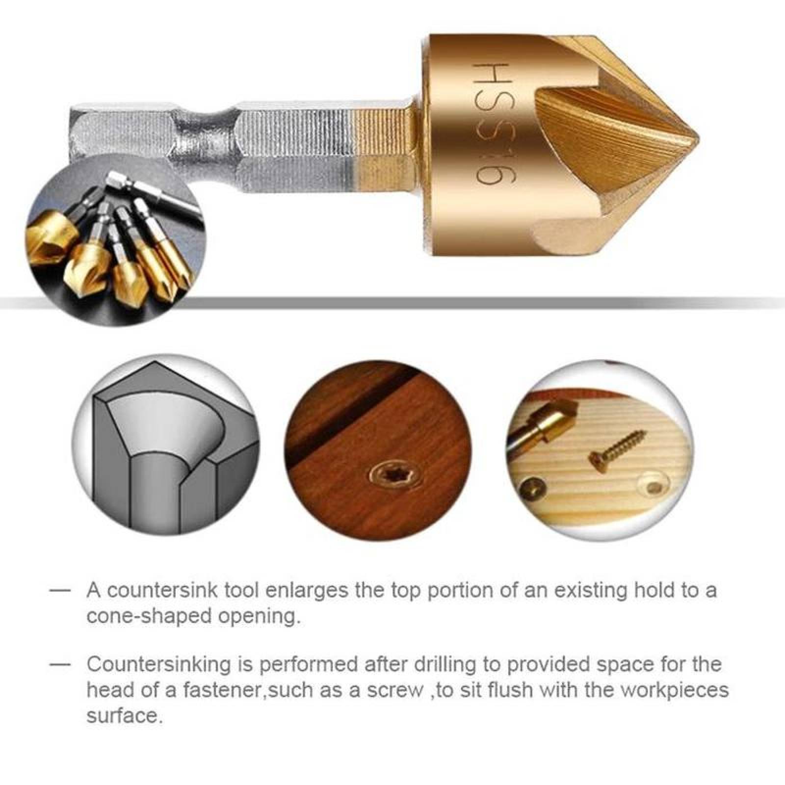 Avellanadores brocas paquete MXDGN-002-1 12pzs 689121619mm Dorado Acero Avellanador DrillGolden