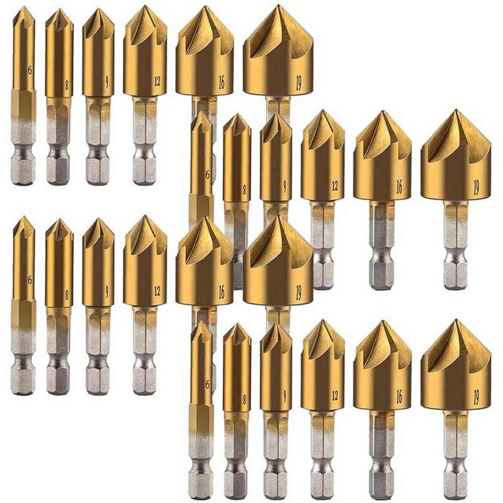 Avellanador para taladro MXDGN-004-1 24pzs 689121619mm Dorado Acero Avellanador DrillGolden