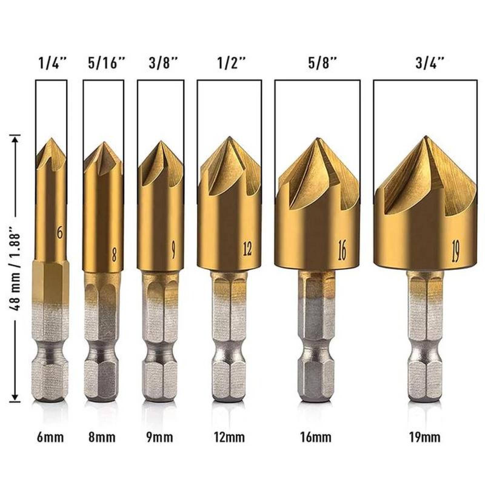 Broca Avellanador MXDGN-004-2 24pzs 689121619mm Dorado Acero Avellanador DrillGolden