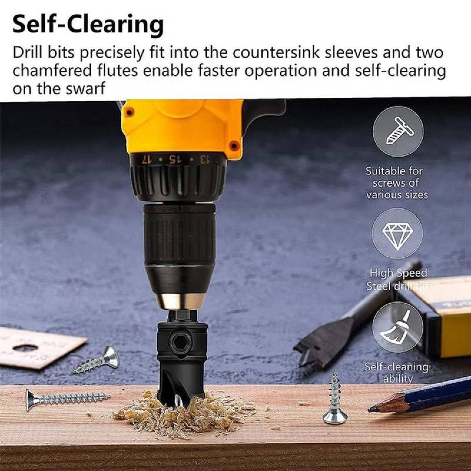 Avellanadores medidas MXRDP-001-1 5pzs 5681012mm Negro Acero Avellanador DrillPro