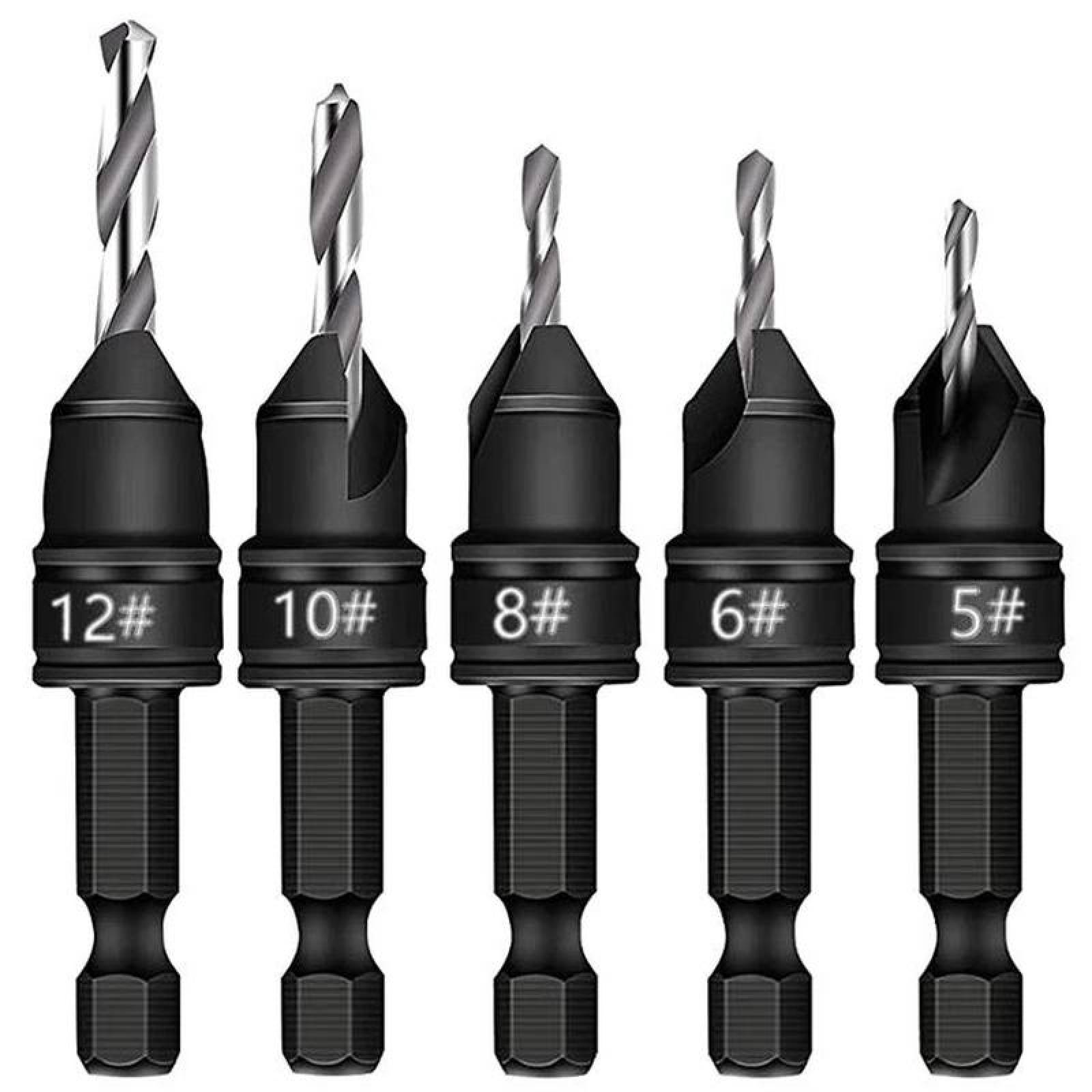 Avellanadores brocas taladro MXRDP-001-6 5pzs 5681012mm Negro Acero Avellanador DrillPro
