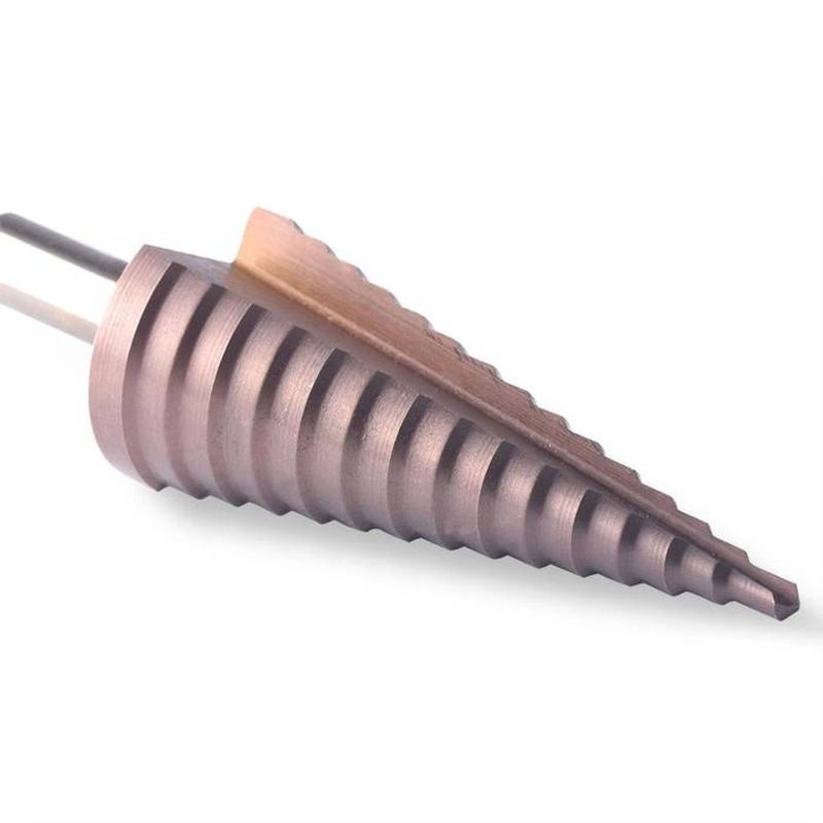 Brocas para Perforar Acero MXOPP-001-6 3pzs 1 x 4-12 1 x 4-20 1 x 4-32mm Acero Bronce Broca Cónica Escalonada Recta CopperDrill