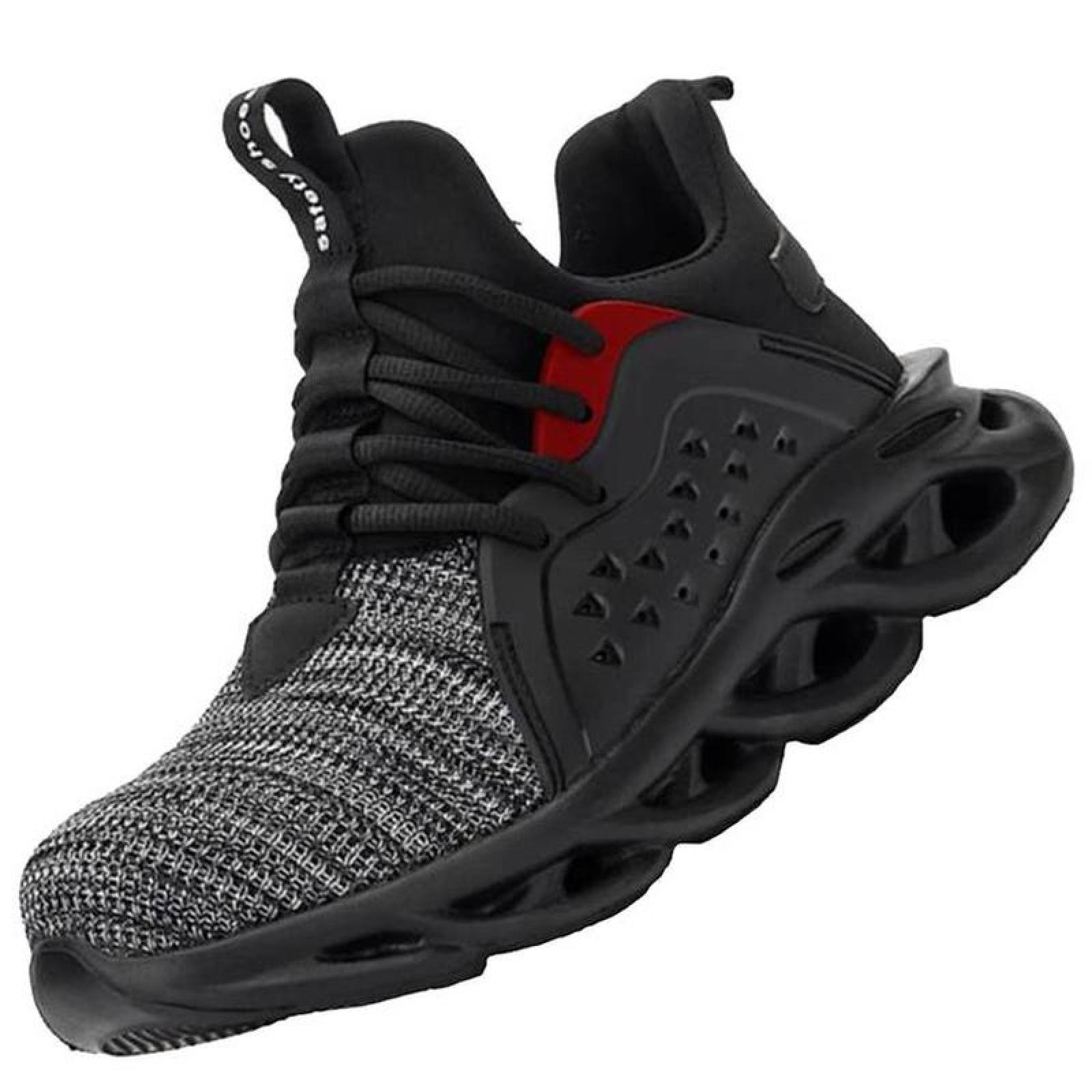 Zapatilas Deportivas con Casquillo MXAGY-013-2 Talla 14US, 29MX, Gris/Negro, Plantilla Kevlar, Suela EVA, Punta de Acero, Agujetas, Ligero, Transpirable.