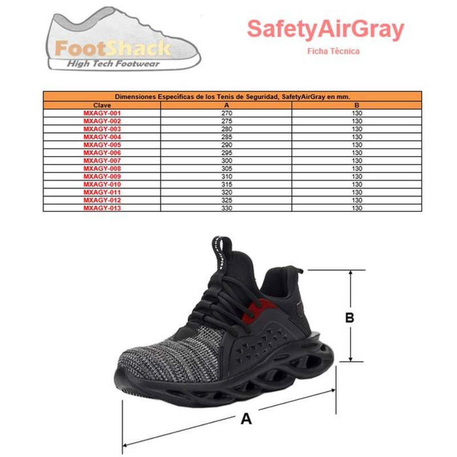 Zapatilas Deportivas con Casquillo MXAGY-013-2 Talla 14US, 29MX, Gris/Negro, Plantilla Kevlar, Suela EVA, Punta de Acero, Agujetas, Ligero, Transpirable.
