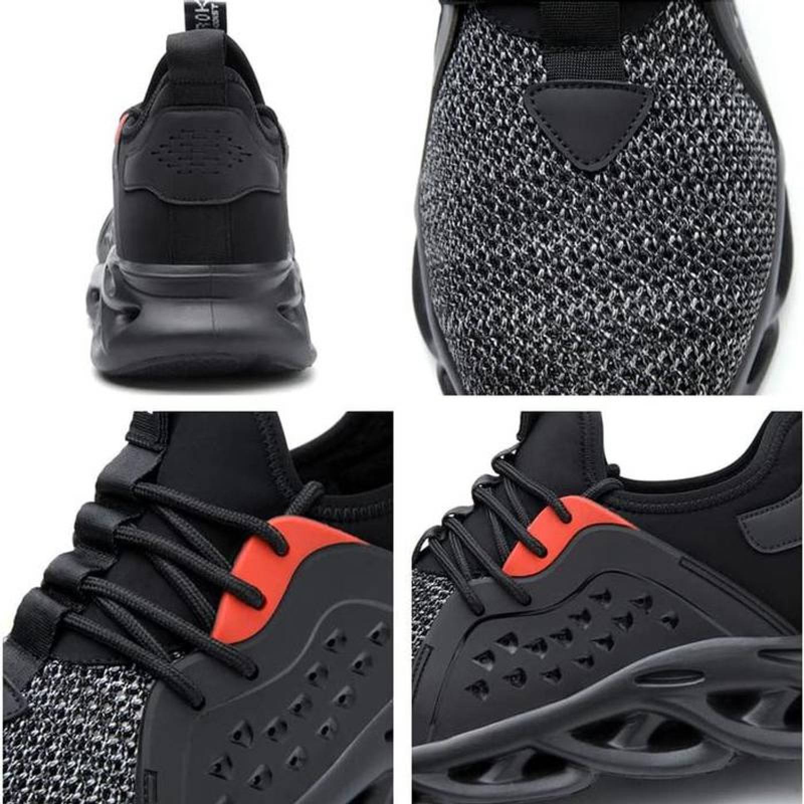 Zapatilas Deportivas con Casquillo MXAGY-013-2 Talla 14US, 29MX, Gris/Negro, Plantilla Kevlar, Suela EVA, Punta de Acero, Agujetas, Ligero, Transpirable.