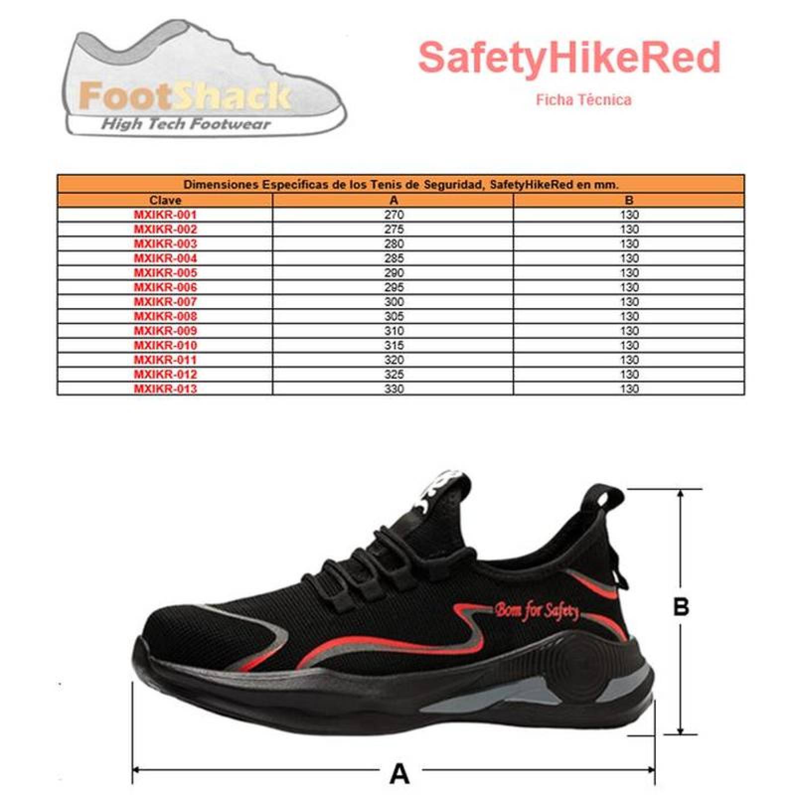 Zapatos de Seguridad Resistentes MXIKP-007-2 Talla 26 MX NegroRojo Plantilla Kevlar Suela EVA Punta de Acero Agujetas Ligero Transpirable, SafetyHikeRed