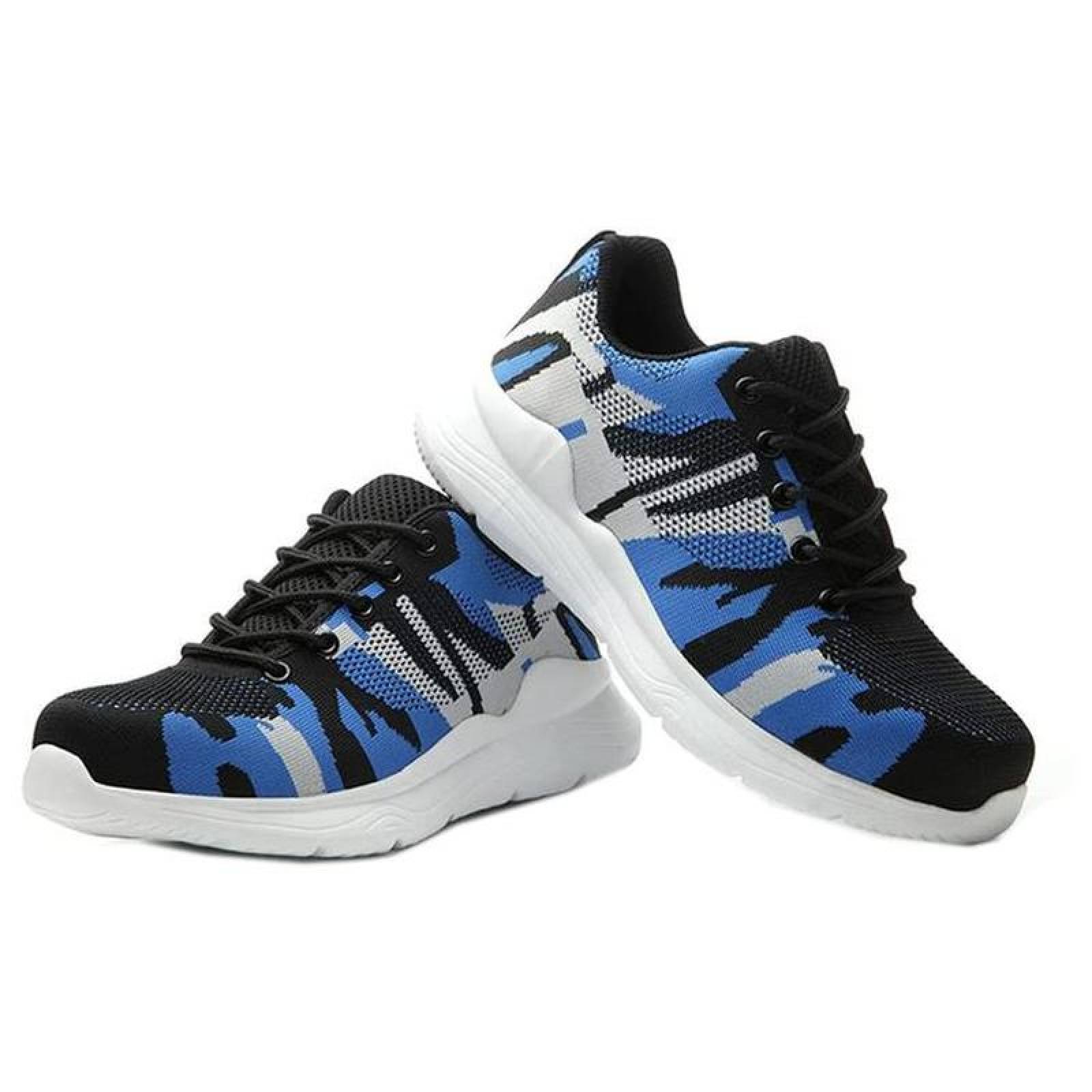 Zapatos Resistentes MXTFF-010-1 Talla 11US, 27.5MX, 45EUR, Azul/Negro, Plantilla Kevlar, Suela EVA, Punta de Acero, Agujetas, Ligero, Transpirable.