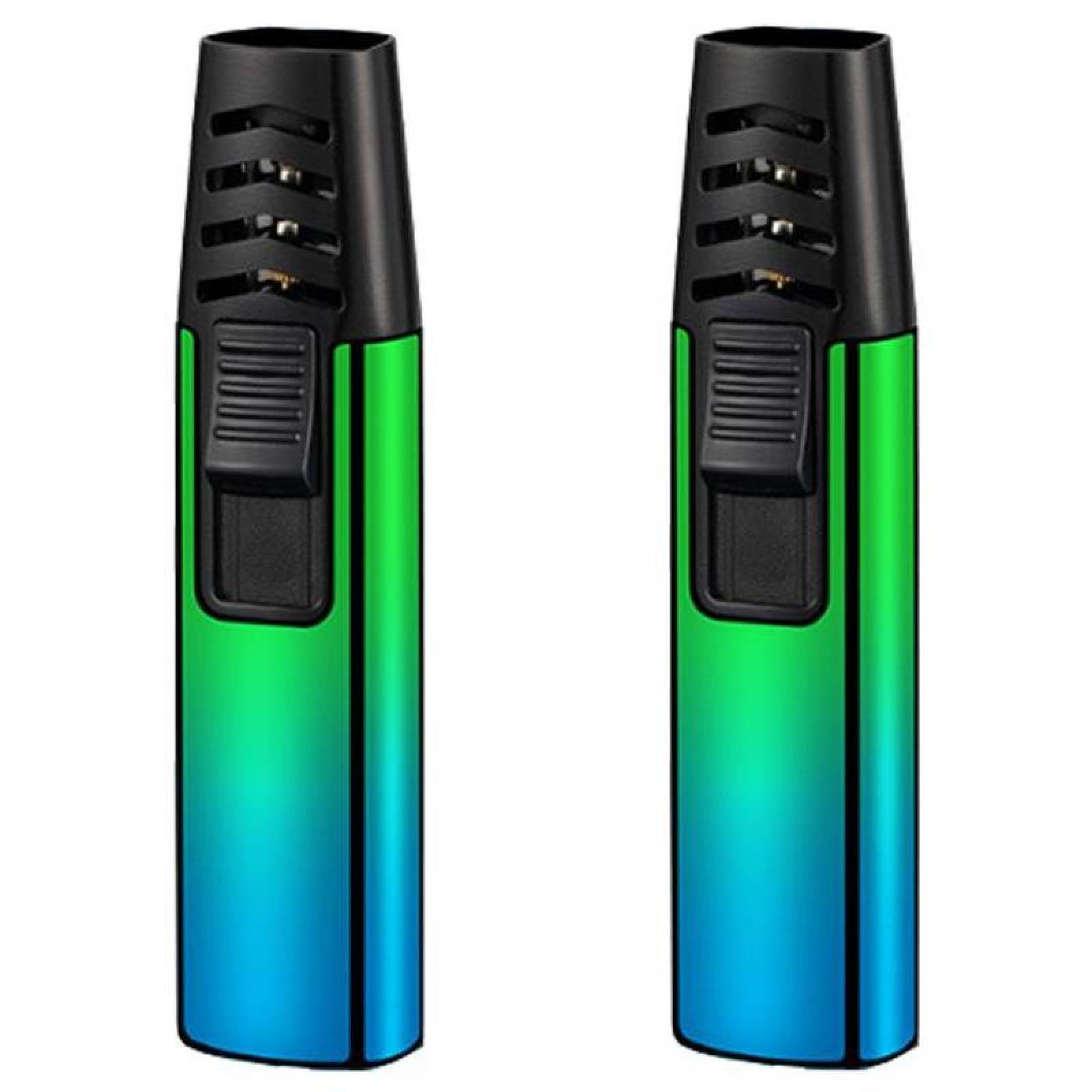 Encendedor Modernos MXBGG-002-3 2 Pzas AzulVerde Recargable Metal Gas Butano, ColorTorchBlue