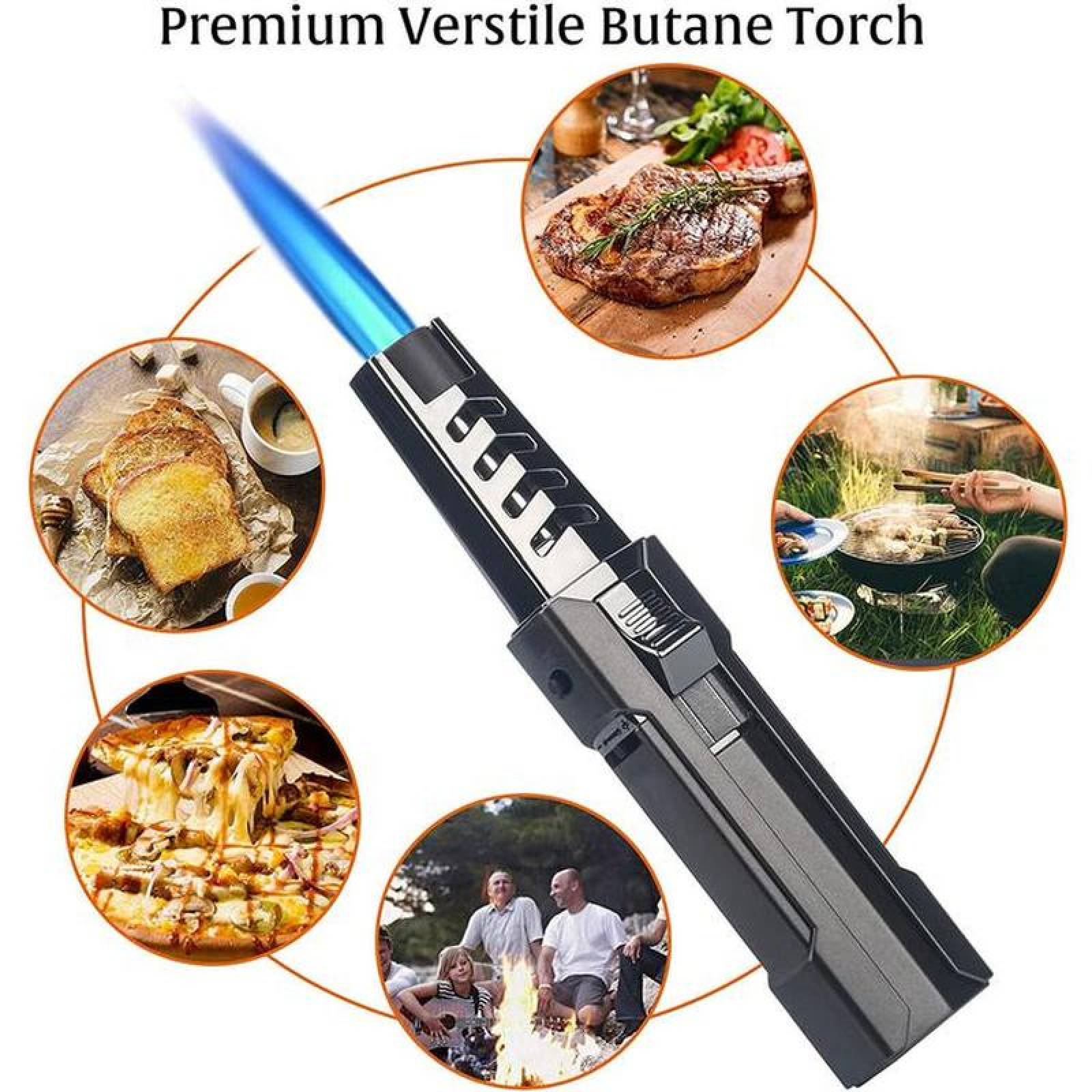 Encendedor Tipo Soplete de Metal MXBPK-001-6 1 Pza Negro Recargable Metal Gas Butano, LighterProBlack