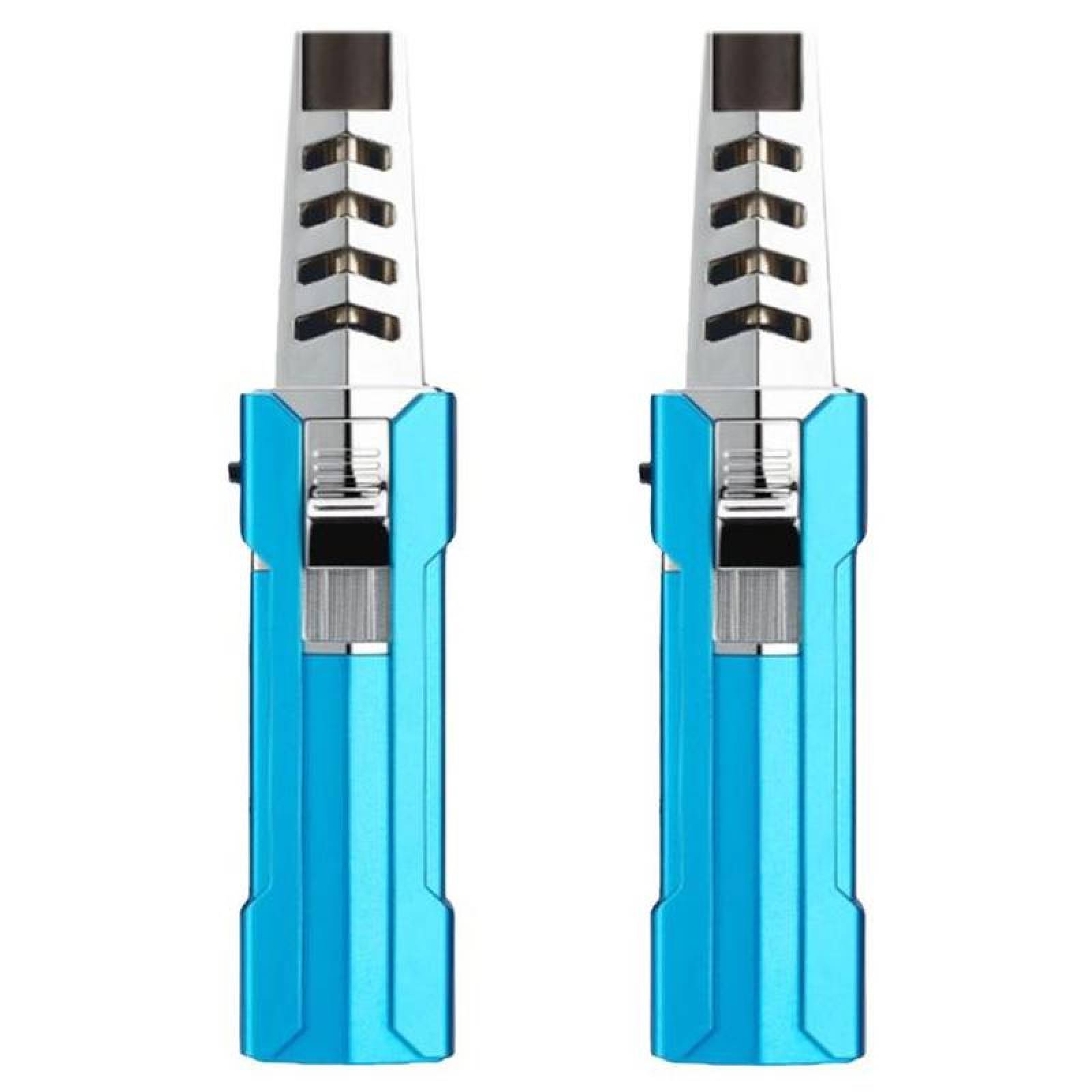 Soplete a Prueba de Viento MXGRD-002-3 2 Pzas AzulPlata Recargable Metal Gas Butano, LighterProBlue