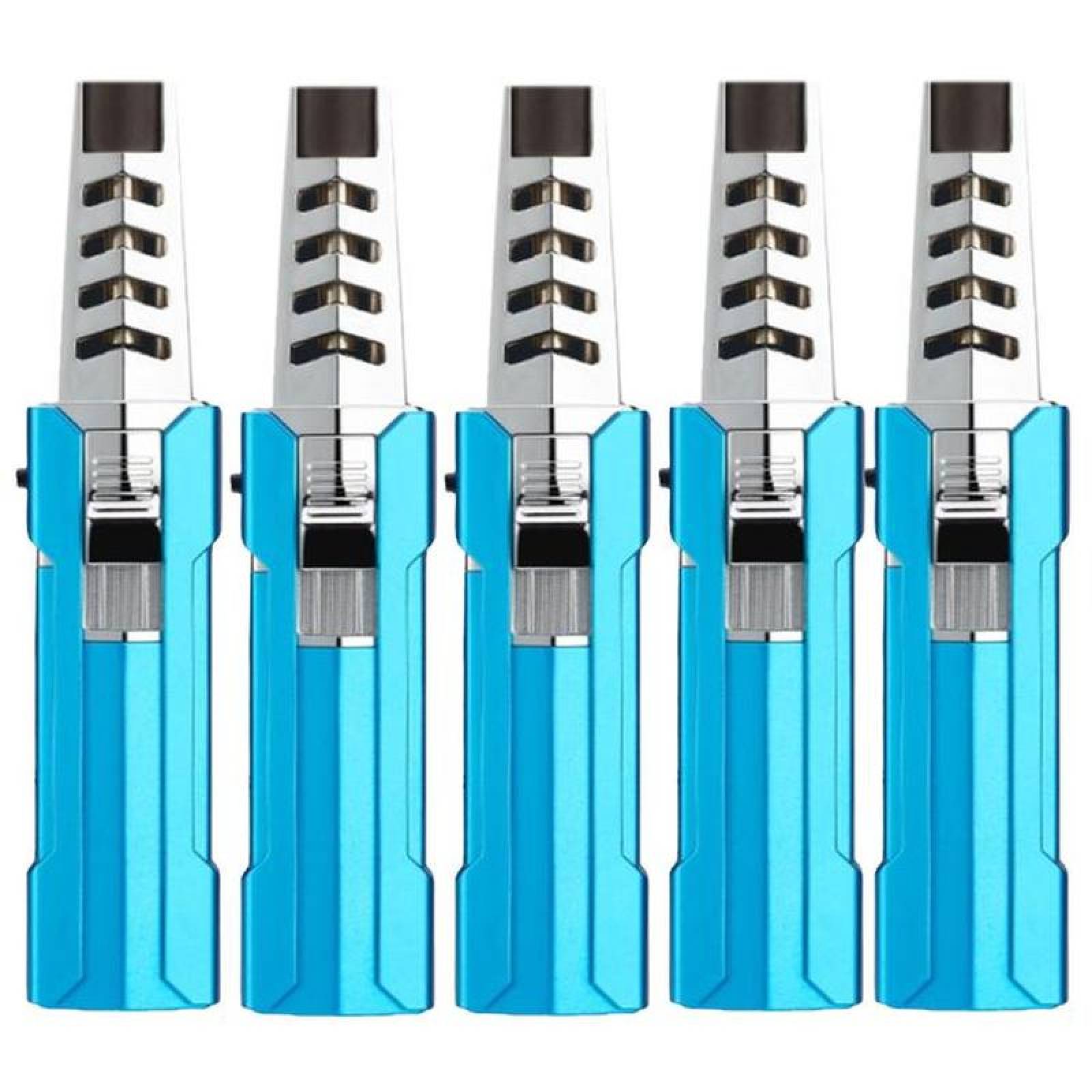 Encendedor Compacto Rellenable MXGRD-005-6 5 Pzas AzulPlata Recargable Metal Gas Butano, LighterProBlue