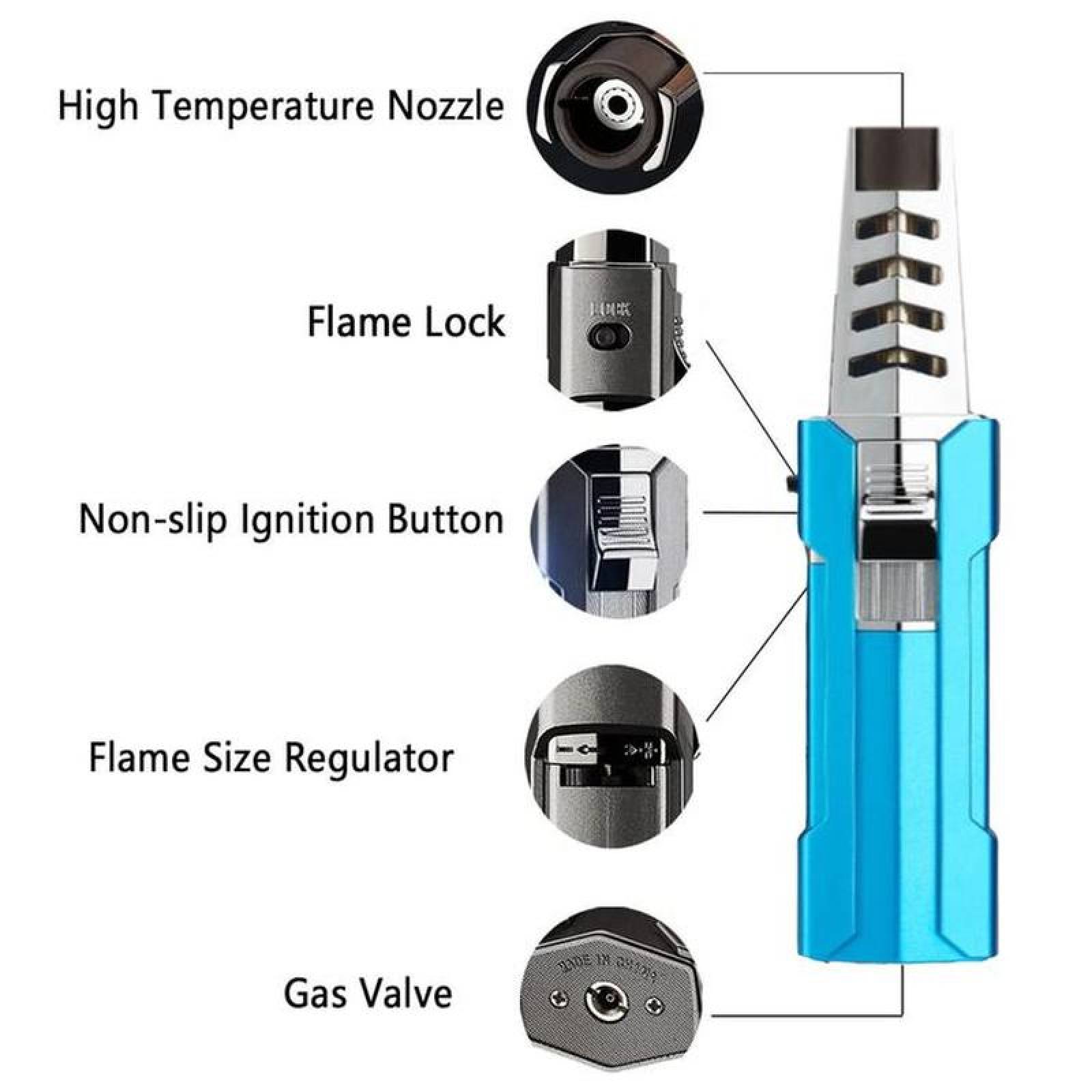 Encendedor Compacto Rellenable MXGRD-005-6 5 Pzas AzulPlata Recargable Metal Gas Butano, LighterProBlue