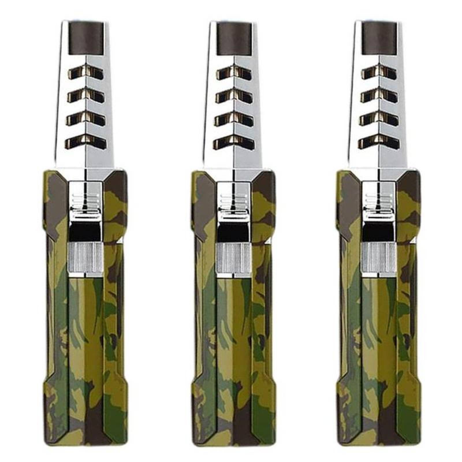 Encendedor Tipo Soplete Rellenable MXHCO-003-4 3 Pzas Camuflaje Recargable Metal Gas Butano, LighterProCamo