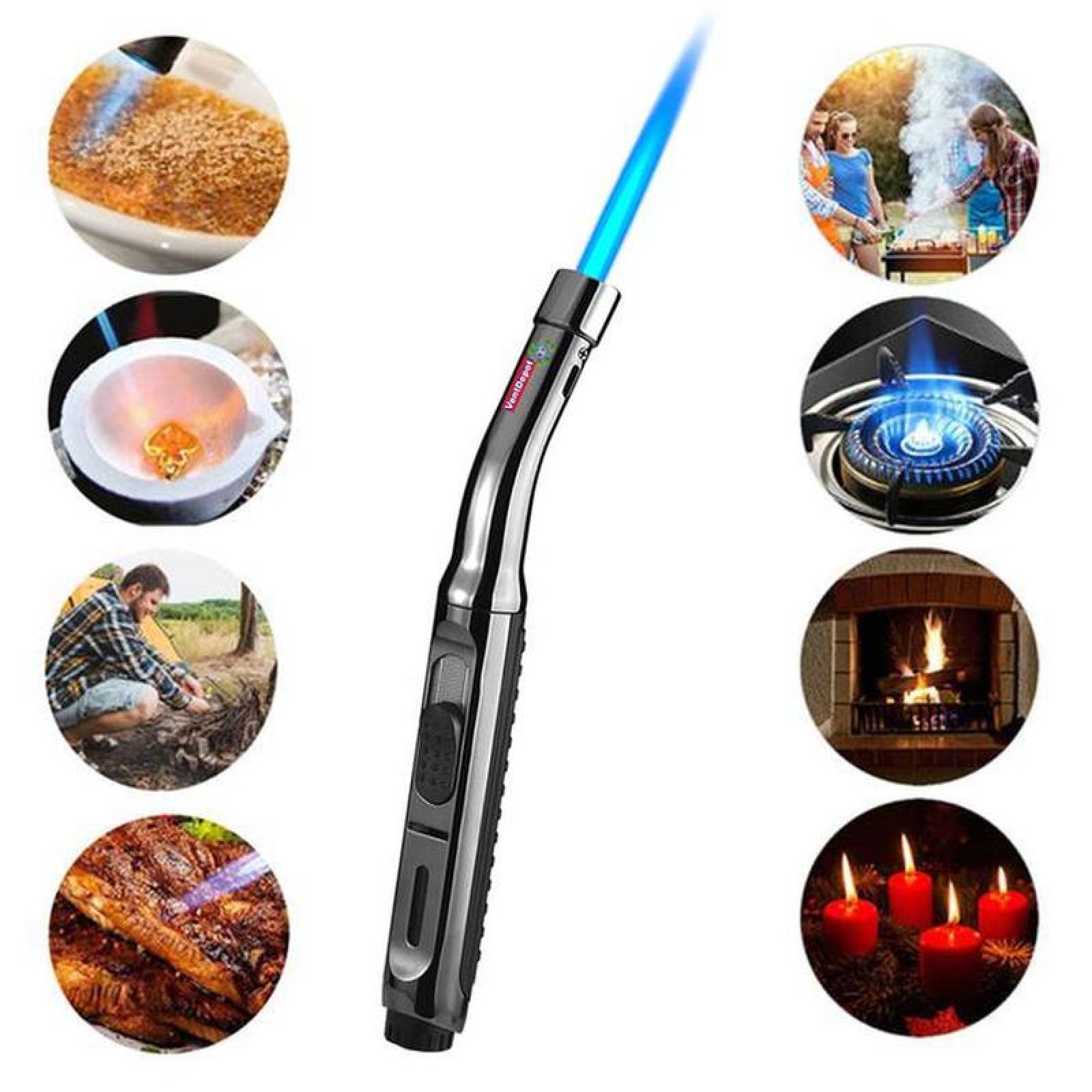 Mini Soplete de Gas Butano Parrilla MXHEH-003-2 3 Pzs Plata Recargable Metal Gas Butano, ChefTorch