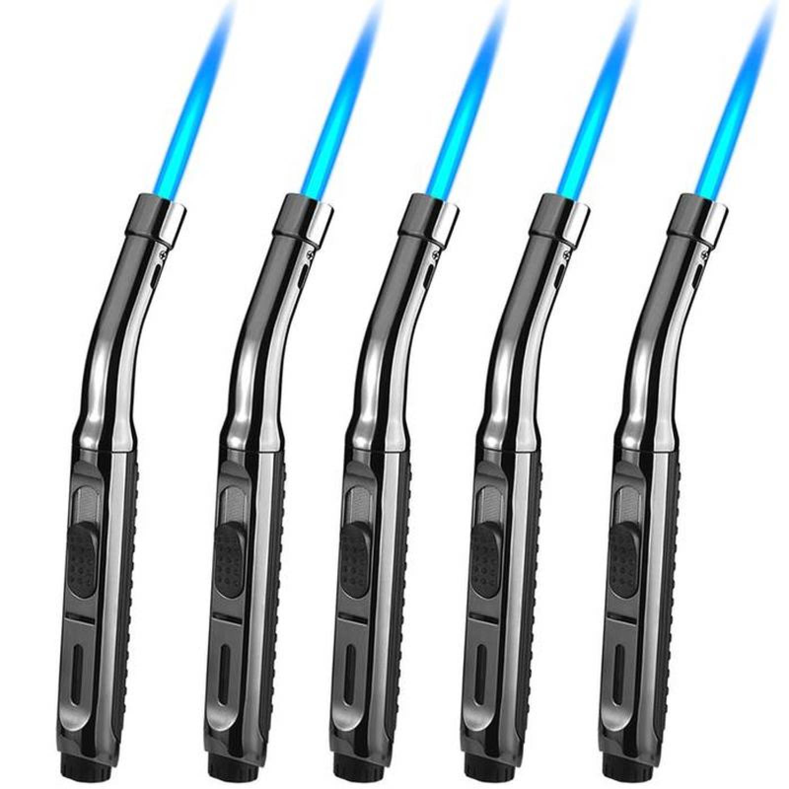 Mechero Encendedor para Velas MXHEH-005-5 5 Pzs Plata Recargable Metal Gas Butano, ChefTorch