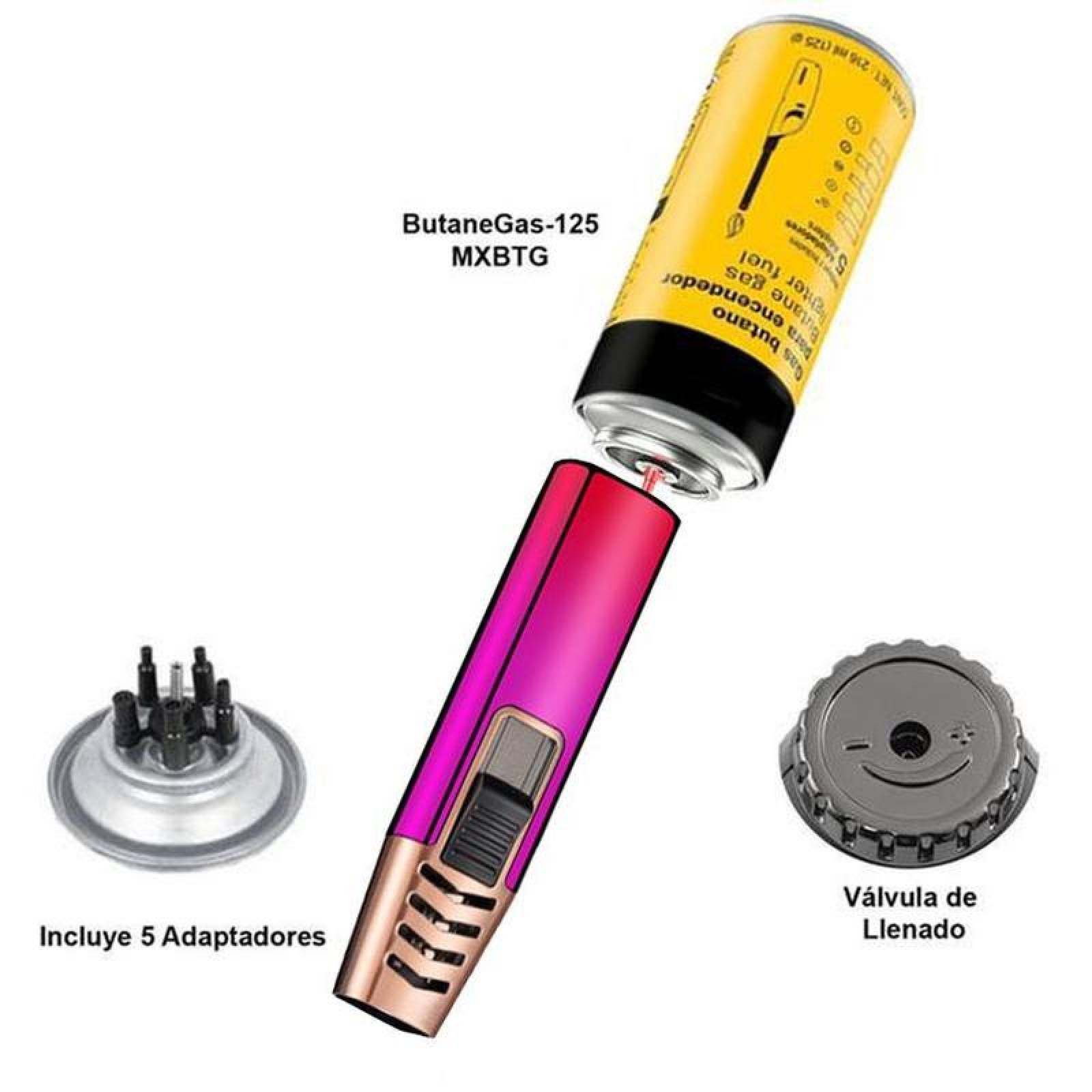 Mechero Encendedor Multifuncional MXHIK-001-1 1 Pza RosaRojo Recargable Metal Gas Butano, ColorTorchPink