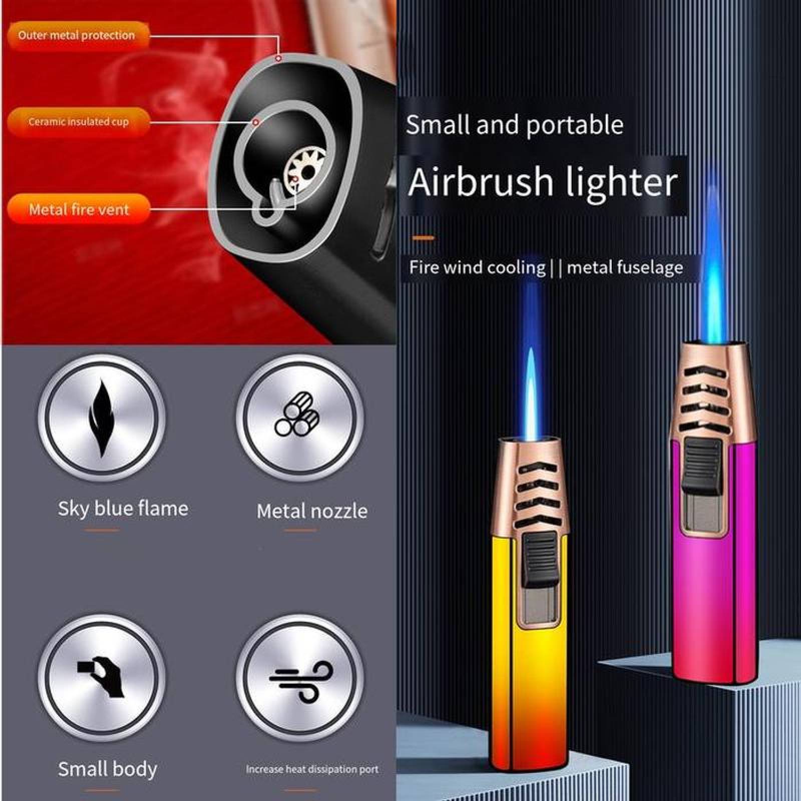 Mechero Encendedor Multifuncional MXHIK-001-1 1 Pza RosaRojo Recargable Metal Gas Butano, ColorTorchPink