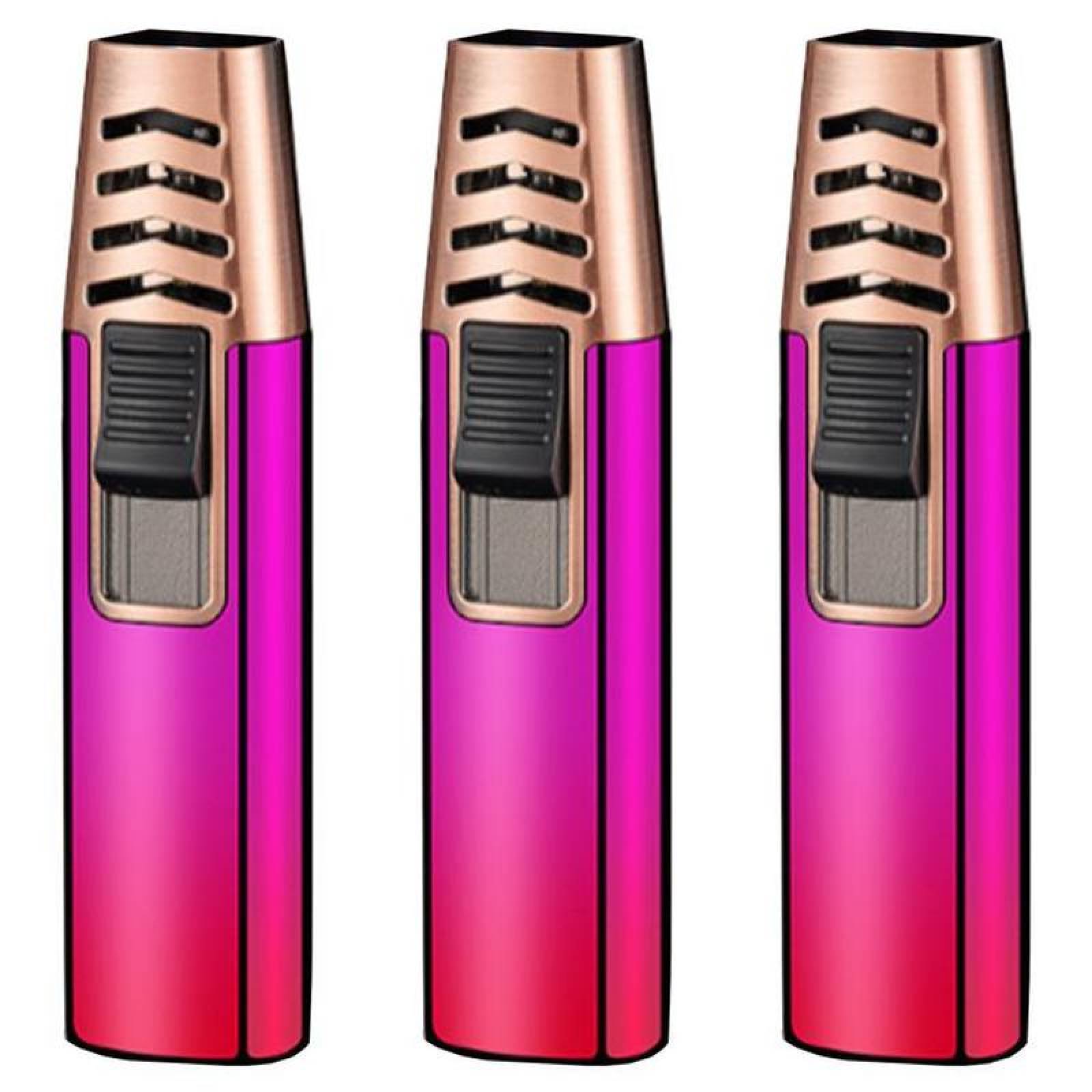 Antorcha Recargable MXHIK-003-6 3 Pzas RosaRojo Recargable Metal Gas Butano, ColorTorchPink