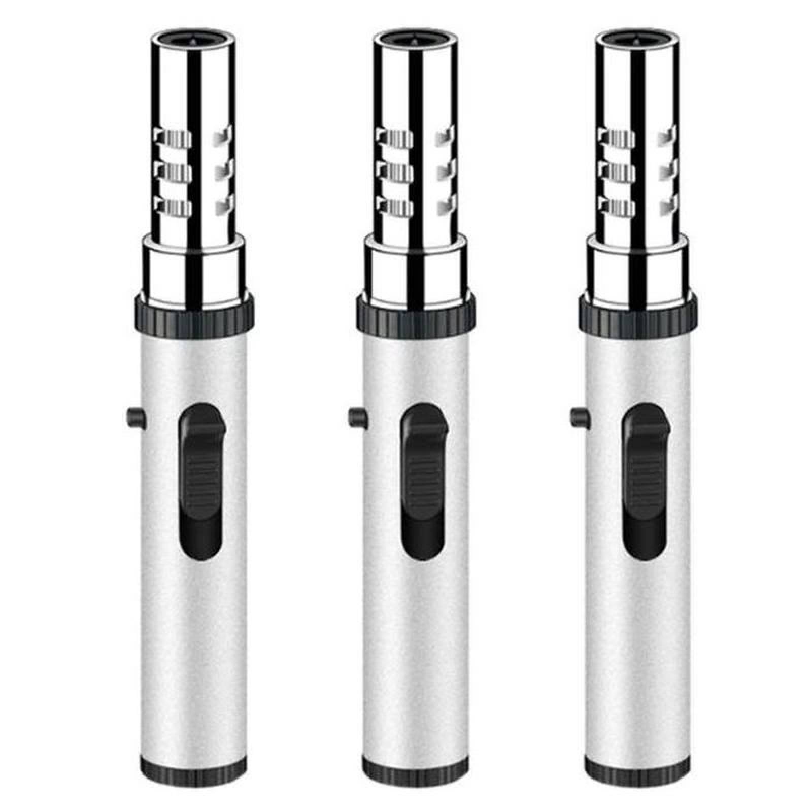 Antorcha Portátil de Gas Butano MXJCF-003-6 3 Pzas Plata Recargable Metal Gas Butano, UltraTorchSilver