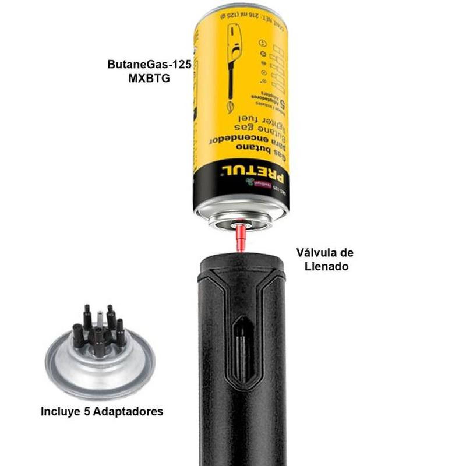 Encendedores de Exterior MXKCK-001-5 1 Pza Negro Recargable Metal Gas Butano, StickTorchBlack
