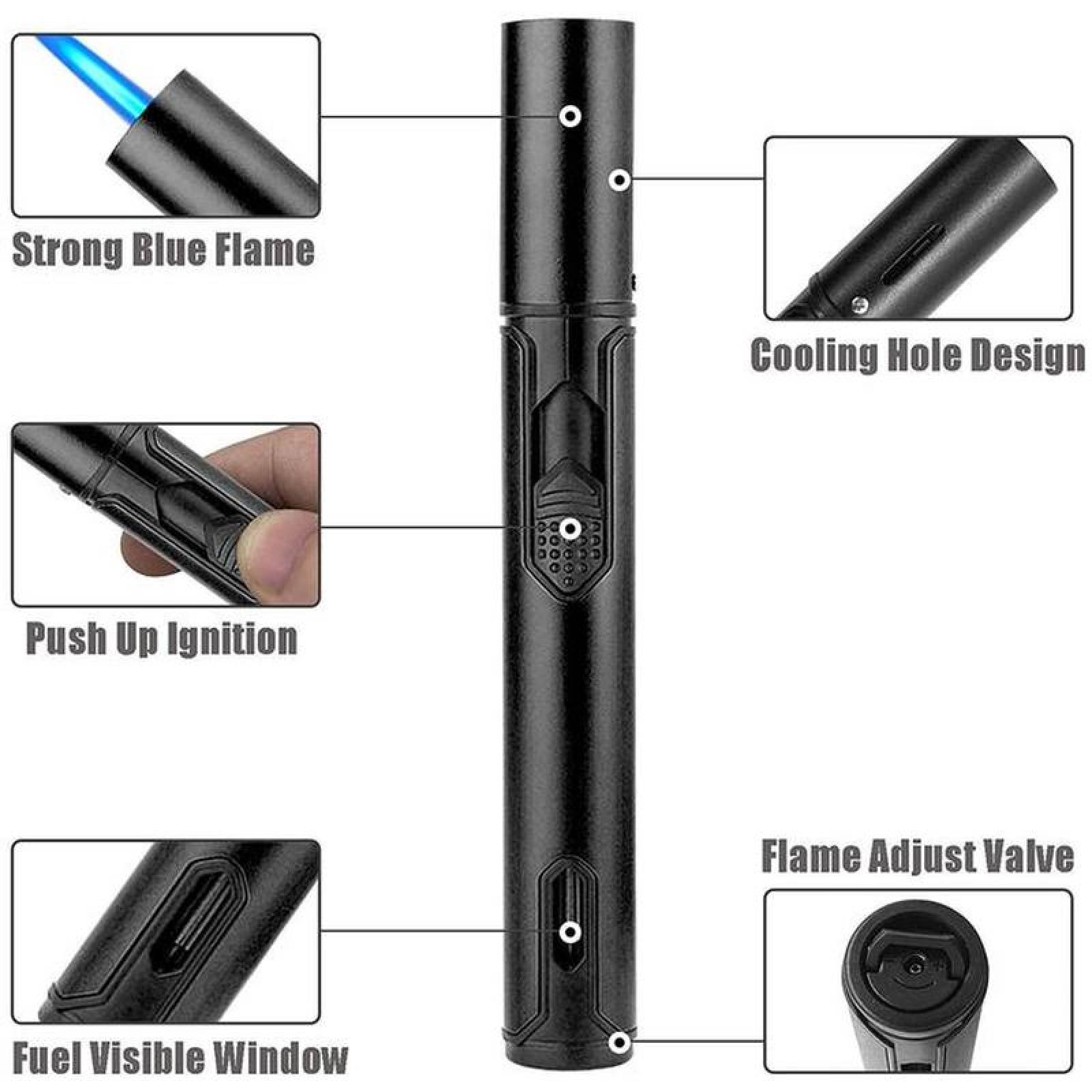 Lanzallamas Portatil MXKCK-002-3 2 Pzas Negro Recargable Metal Gas Butano, StickTorchBlack