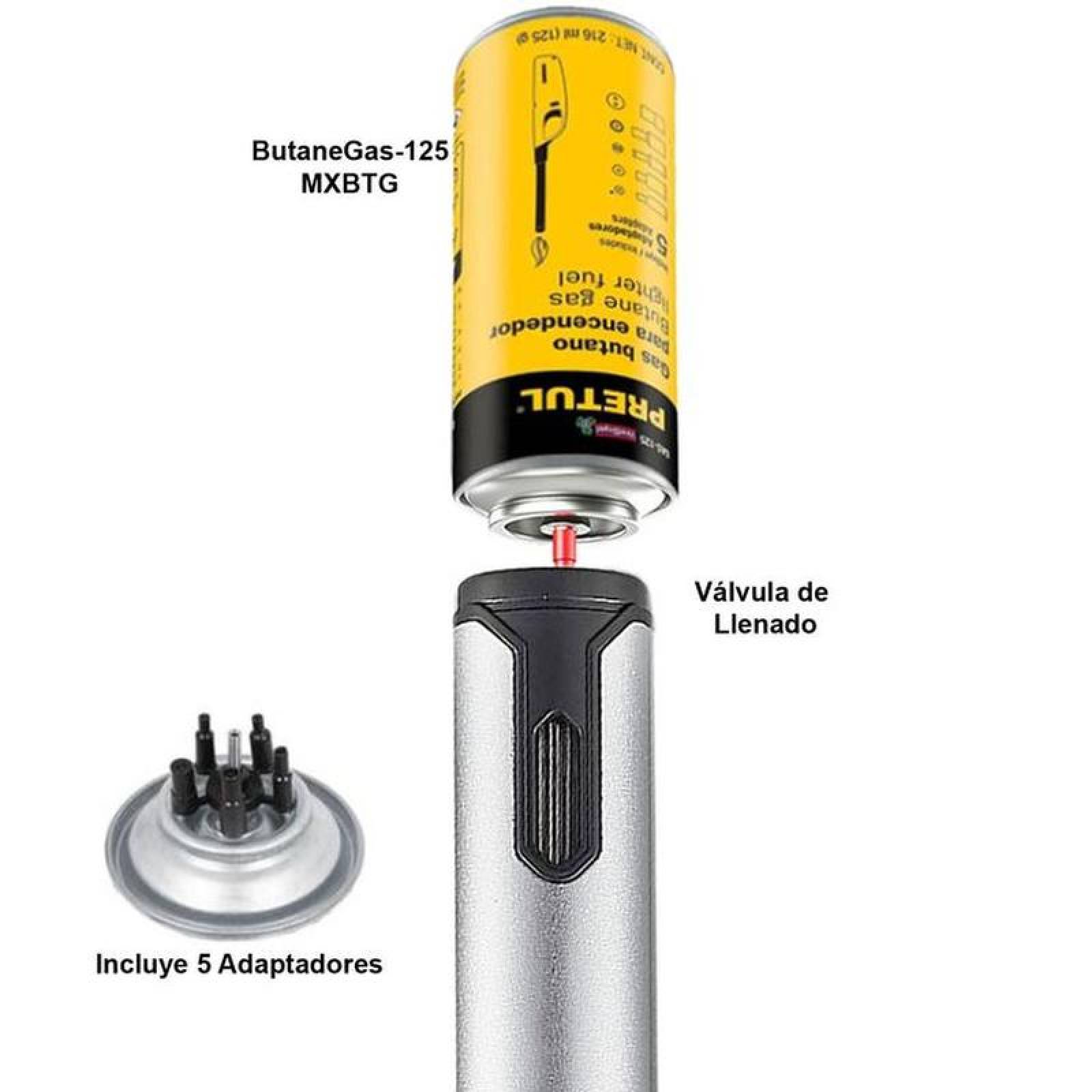 Encendedor para Rellenar Gas MXKHS-003-3 3 Pzas Plata Recargable Metal Gas Butano, StickTorchSilver
