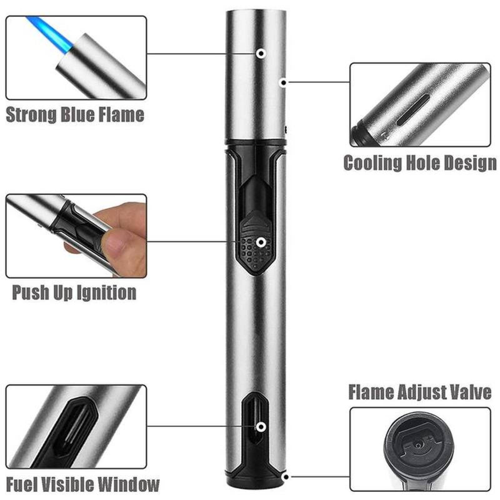 Encendedores de Cocina MXKHS-005-1 5 Pzas Plata Recargable Metal Gas Butano, StickTorchSilver