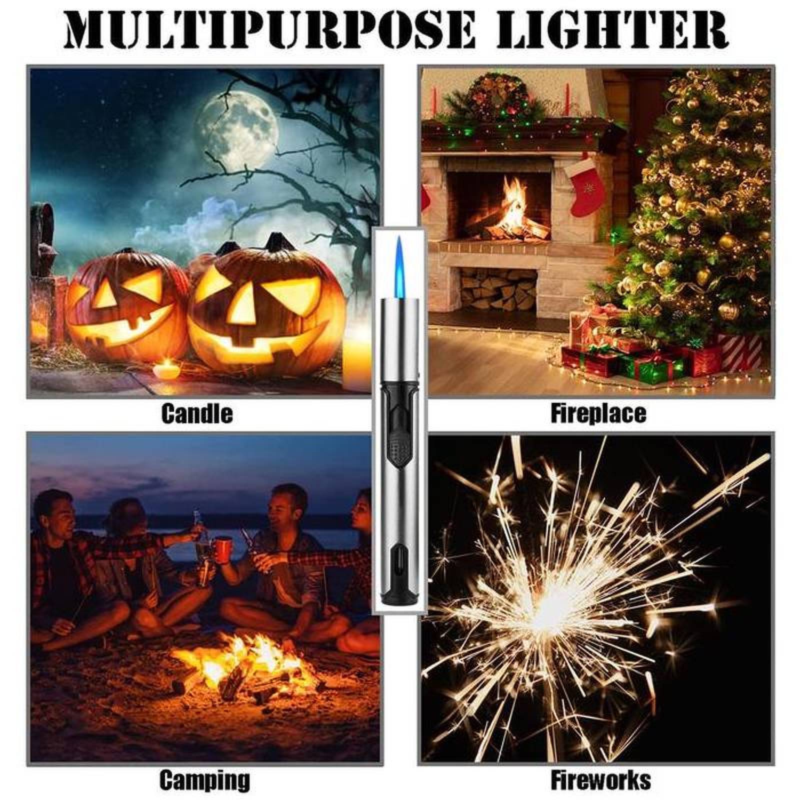 Encendedores de Cocina MXKHS-005-1 5 Pzas Plata Recargable Metal Gas Butano, StickTorchSilver