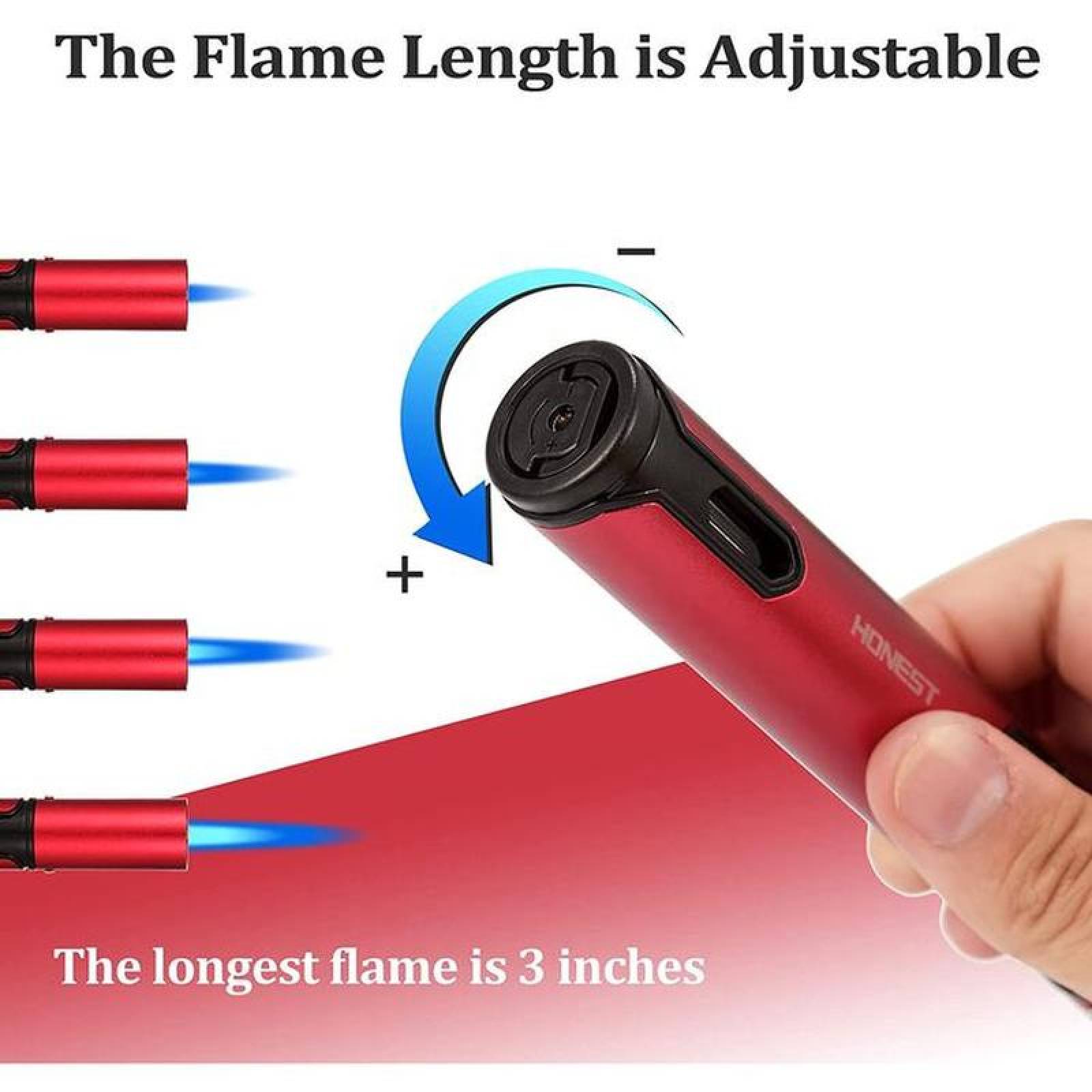 Encendedores de Cocina MXKRH-002-2 2 Pzas Rojo Recargable Metal Gas Butano, StickTorchRed