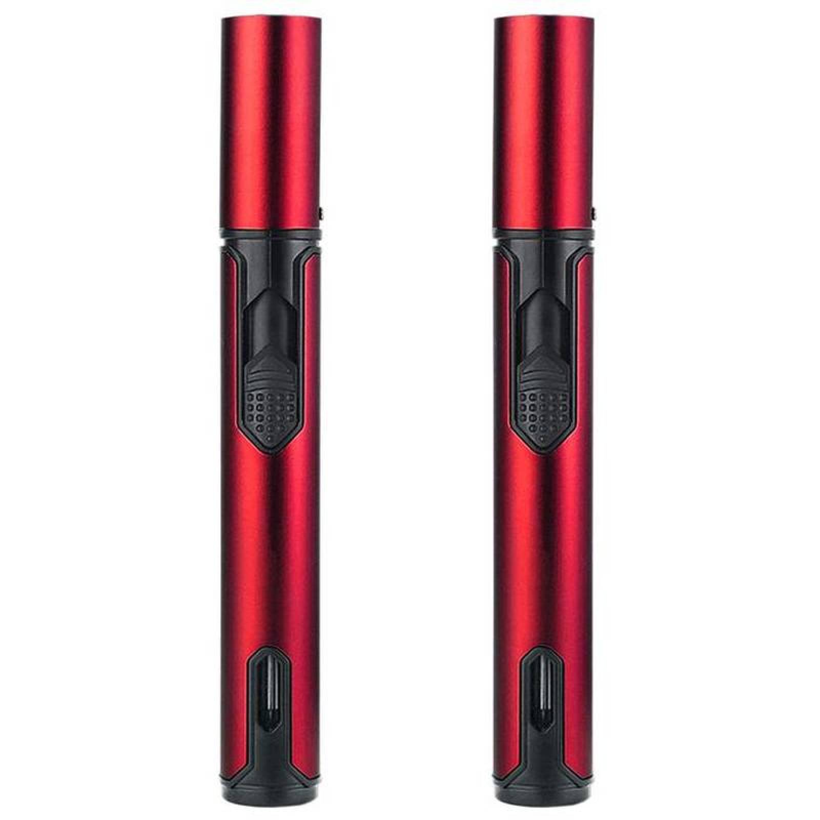 Encendedores de Cigarros MXKRH-002-6 2 Pzas Rojo Recargable Metal Gas Butano, StickTorchRed