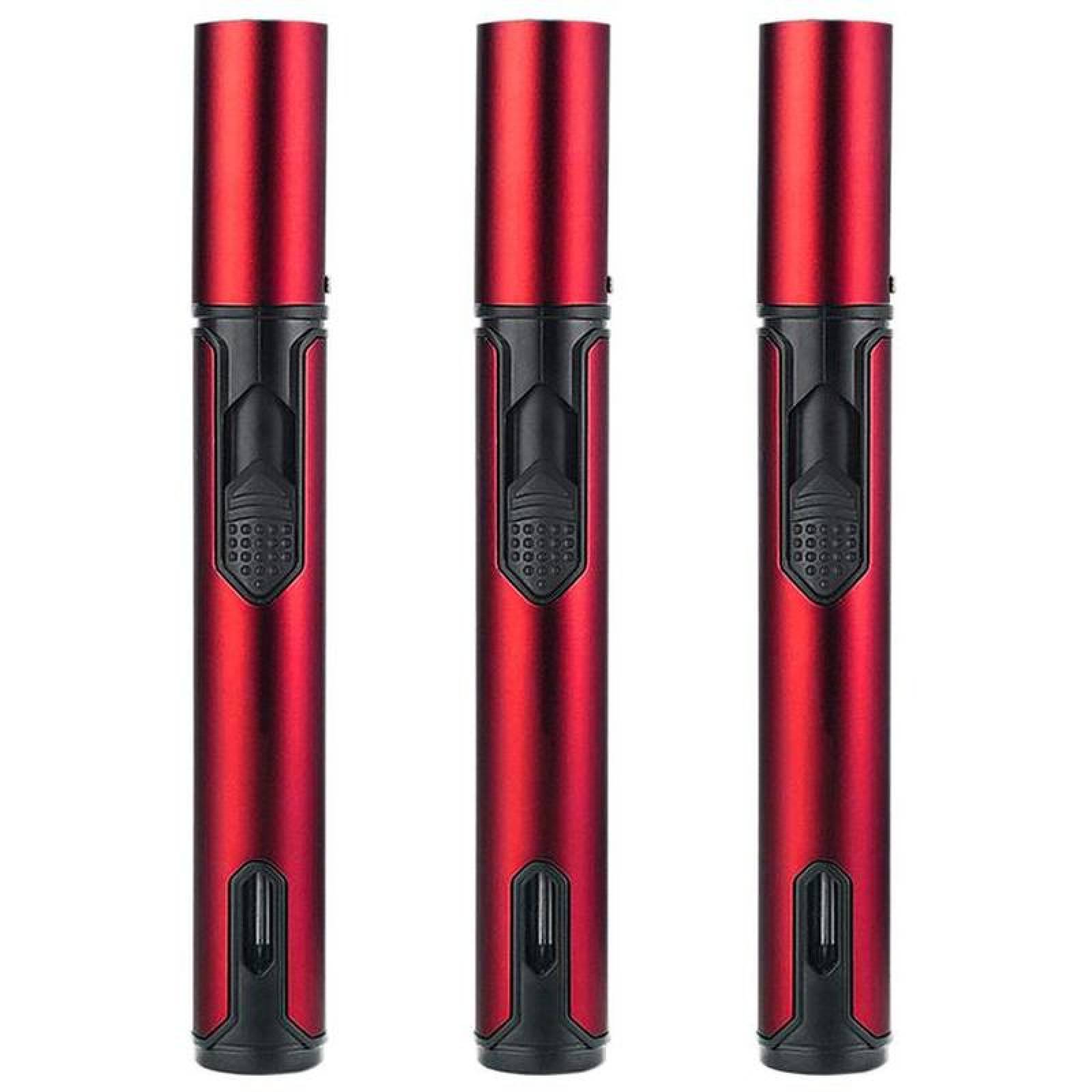 Encendedor para Rellenar Gas MXKRH-003-5 3 Pzas Rojo Recargable Metal Gas Butano, StickTorchRed
