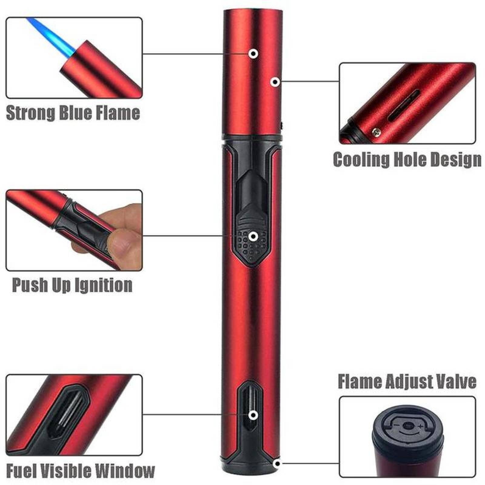 Encendedor Modernos MXKRH-005-2 5 Pzas Rojo Recargable Metal Gas Butano, StickTorchRed