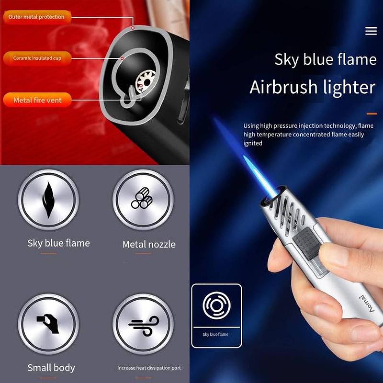 Encendedor Compacto Rellenable MXLVR-003-5 3 Pzas Plata Recargable Metal Gas Butano, TorchySilver