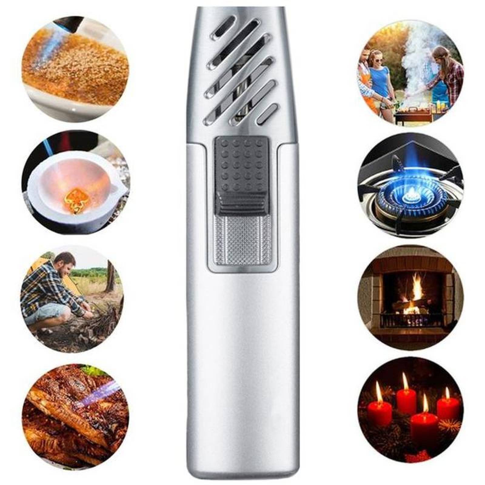 Encendedor Compacto Rellenable MXLVR-003-5 3 Pzas Plata Recargable Metal Gas Butano, TorchySilver