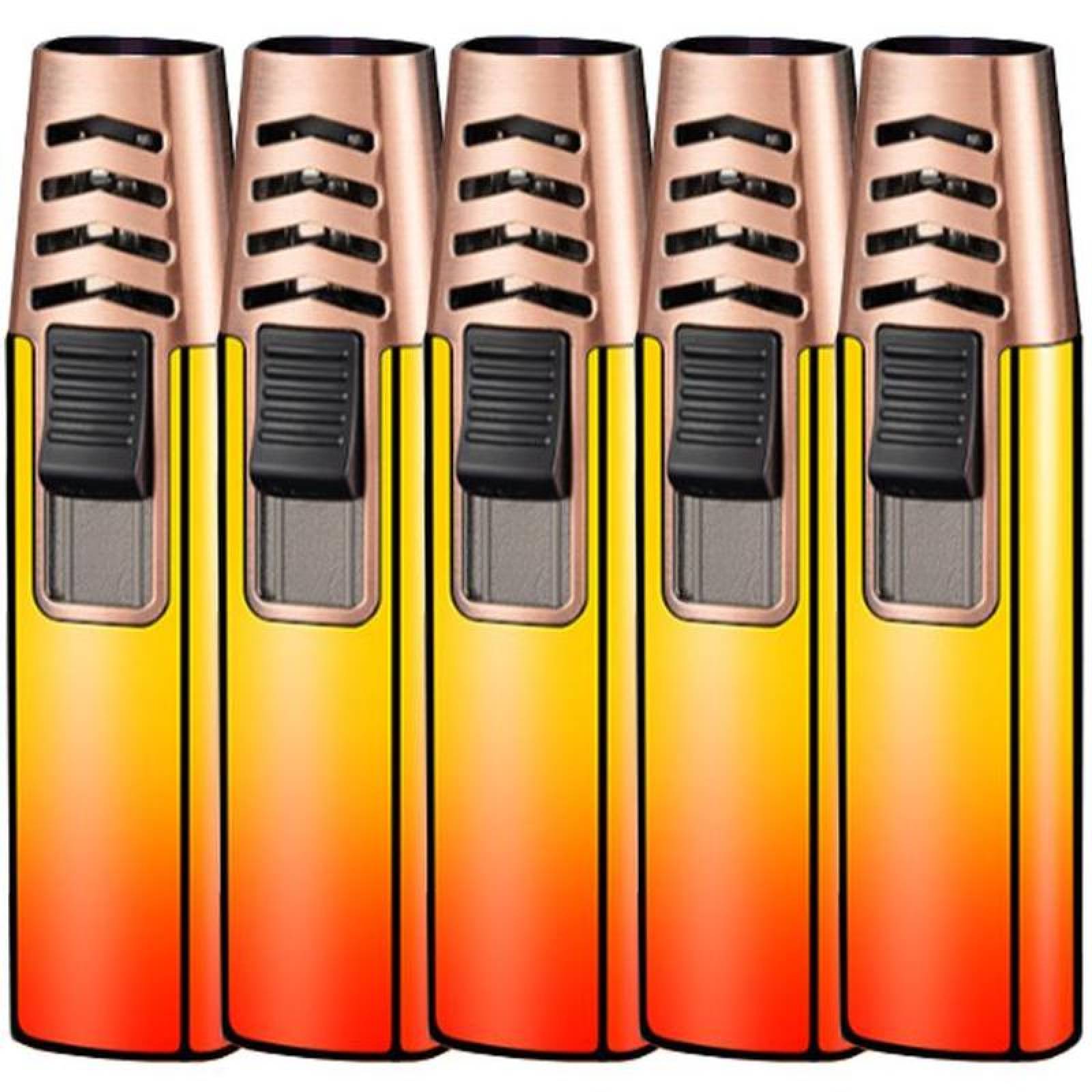 Encendedor Tipo Antorcha MXNGE-005-4 5 Pzas Azul NaranjaAmarillo Metal Gas Butano, ColorTorchOrange