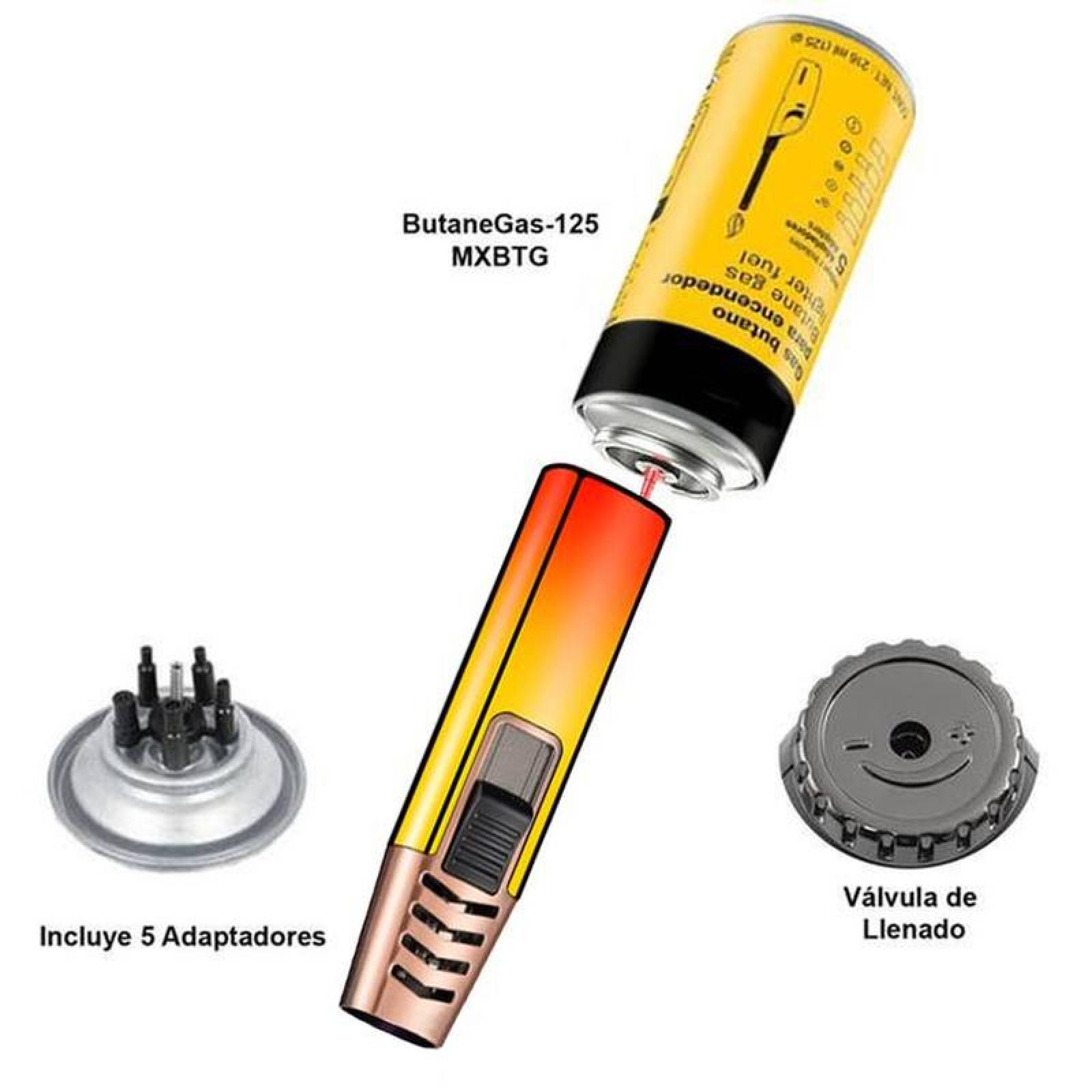 Encendedor Tipo Antorcha MXNGE-005-4 5 Pzas Azul NaranjaAmarillo Metal Gas Butano, ColorTorchOrange