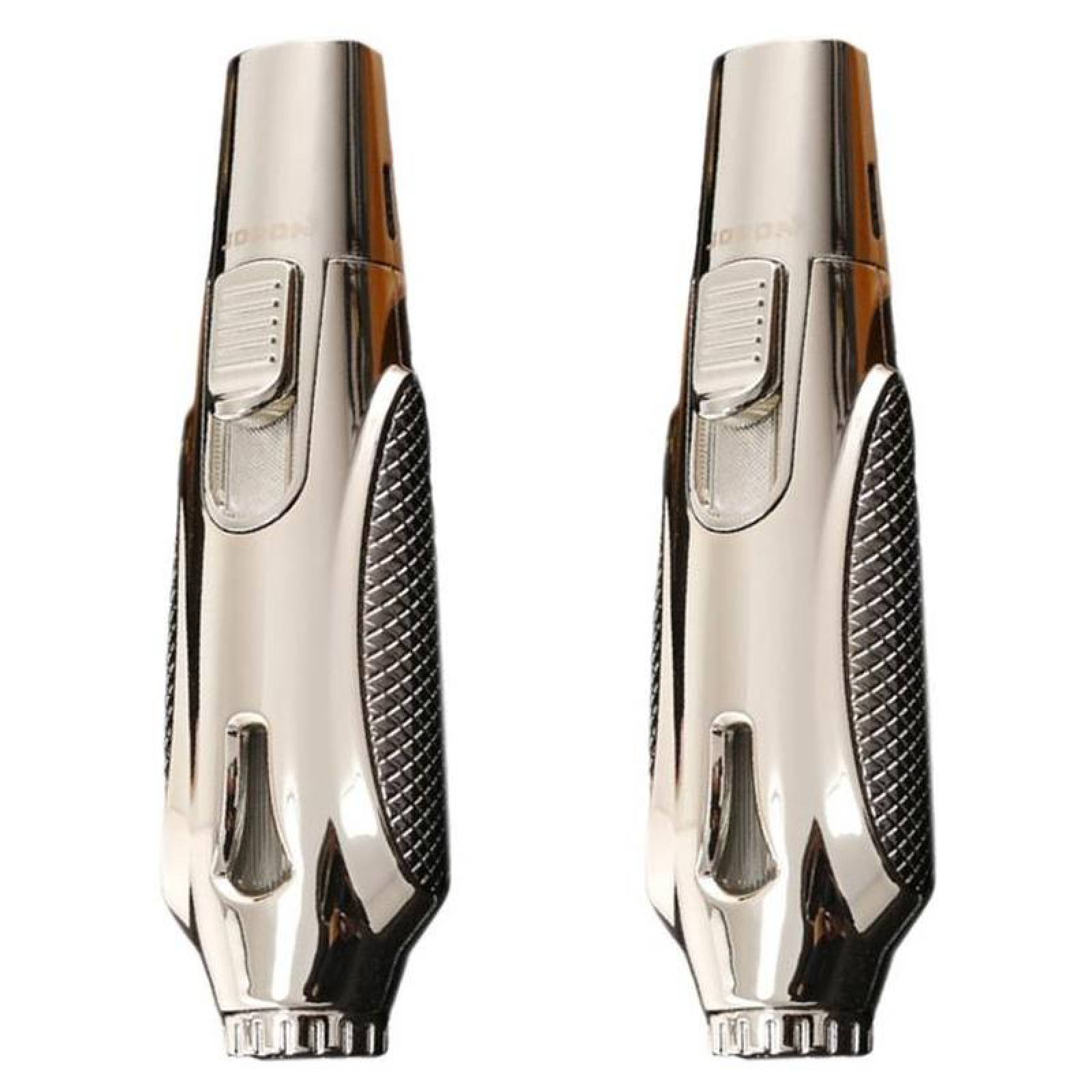 Antorcha para Rellenar MXOSK-002-1 2 Pzas Plata Recargable Metal Gas Butano, TorchPlusSilver