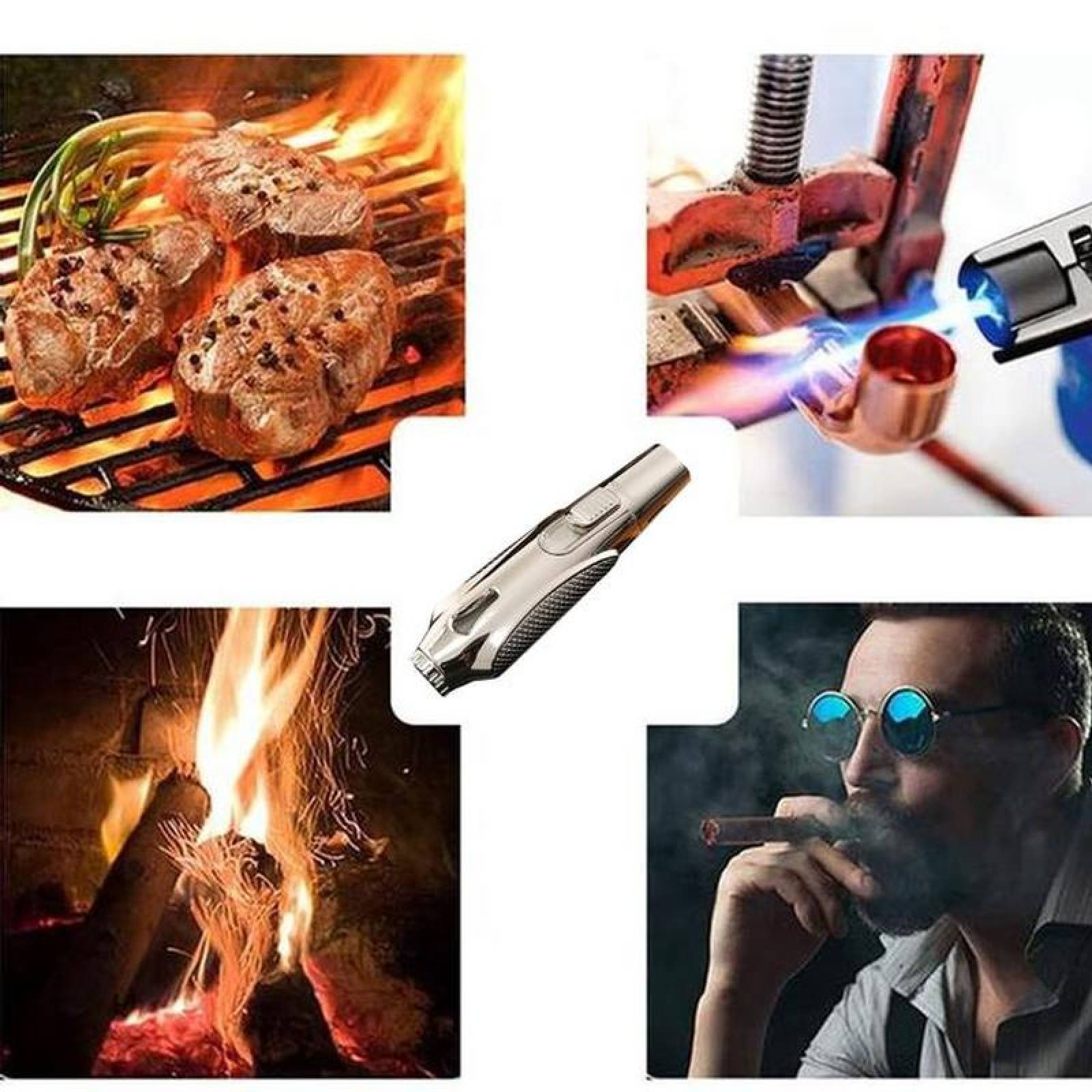 Antorcha para Rellenar MXOSK-002-1 2 Pzas Plata Recargable Metal Gas Butano, TorchPlusSilver