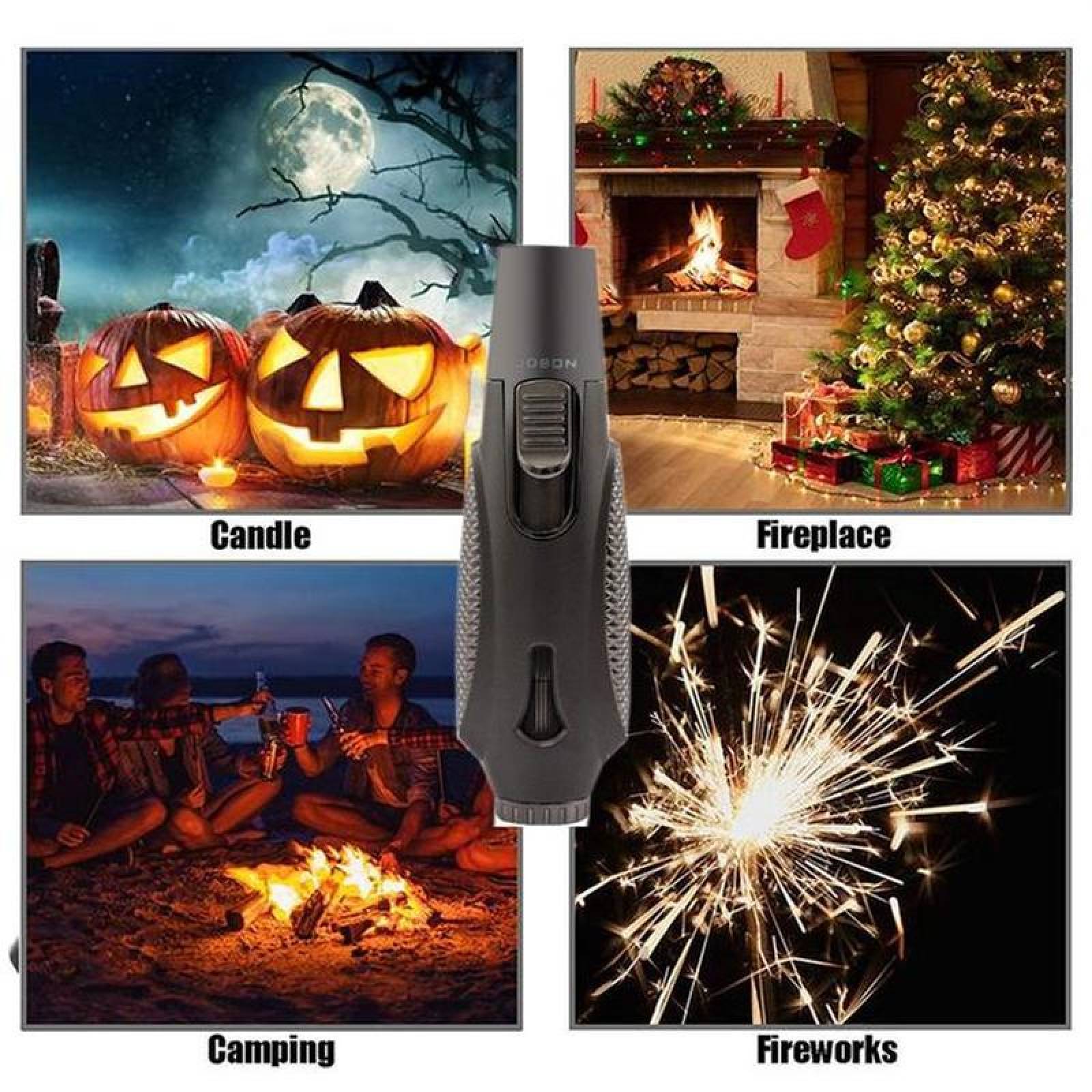 Encendedores Modernos MXUBK-002-3 2 Pzas Negro Recargable Metal Gas Butano, TorchPlusBlack