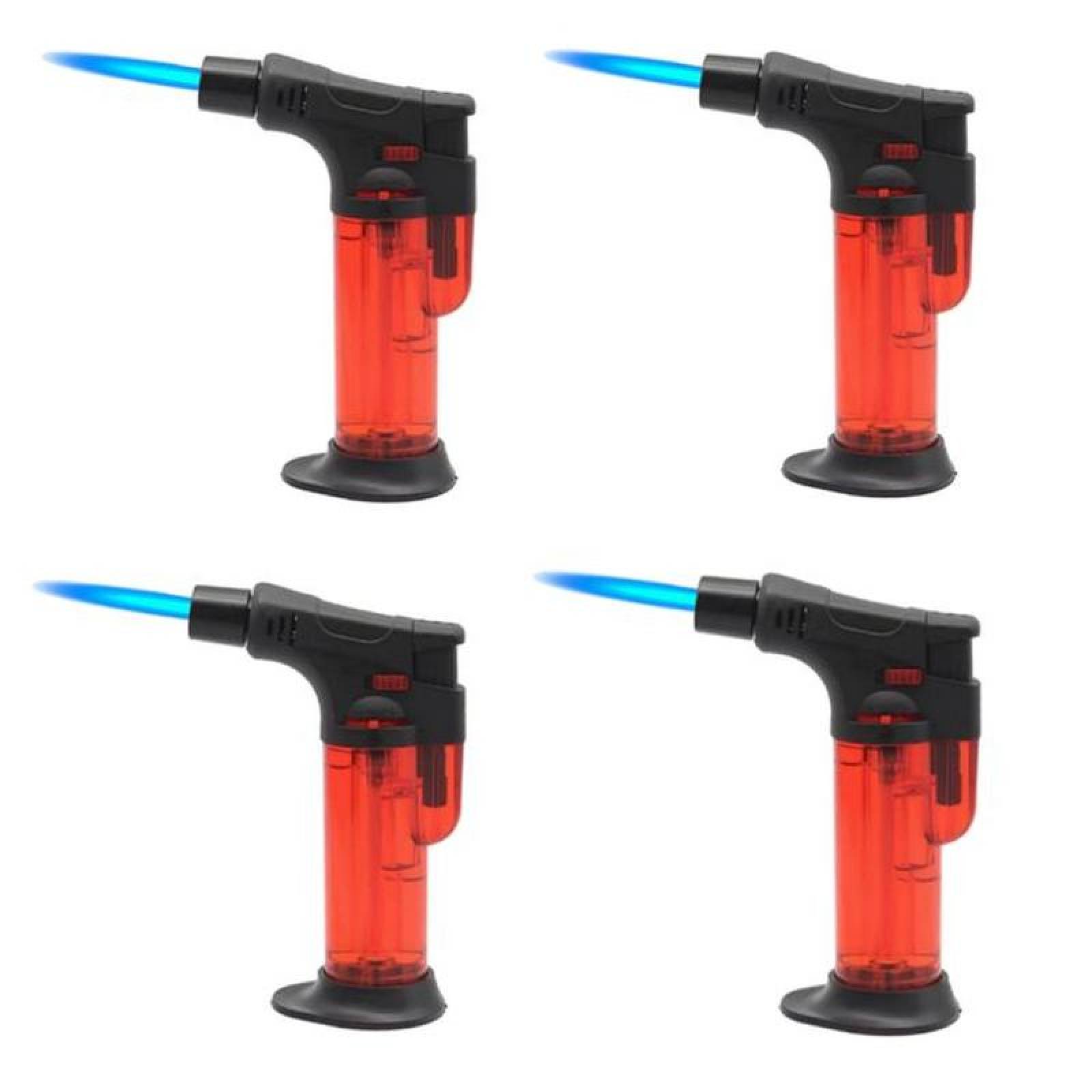 Encendedor de Gas Butano Fogatas MXUHT-009 4 Pzas Rojo Recargable Plástico Gas Butano, TorchPro