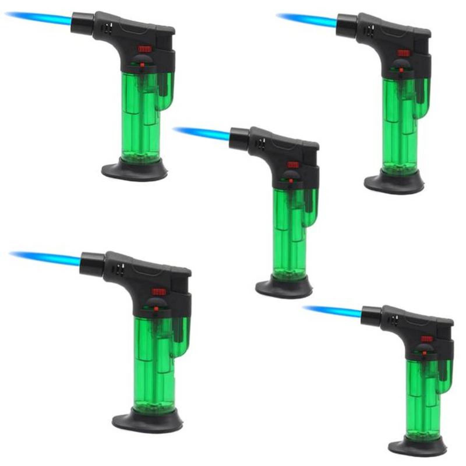Mechero de Gas Butano Eléctrico MXUHT-015 5 Pzas Verde Recargable Plástico Gas Butano, TorchPro