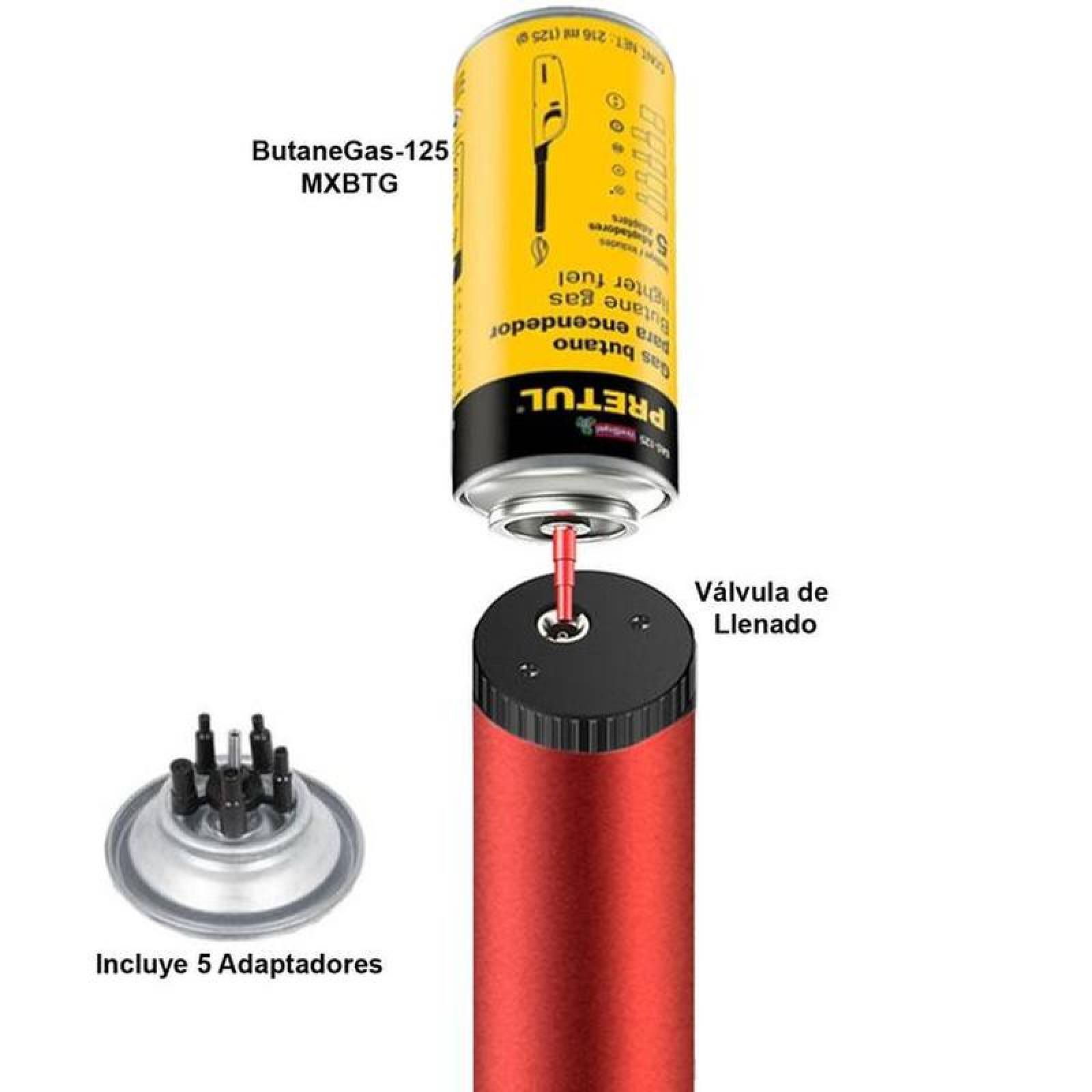Encendedor Compacto Resistente MXURC-001-4 1 Pza Rojo Recargable Metal Gas Butano, UltraTorchRed