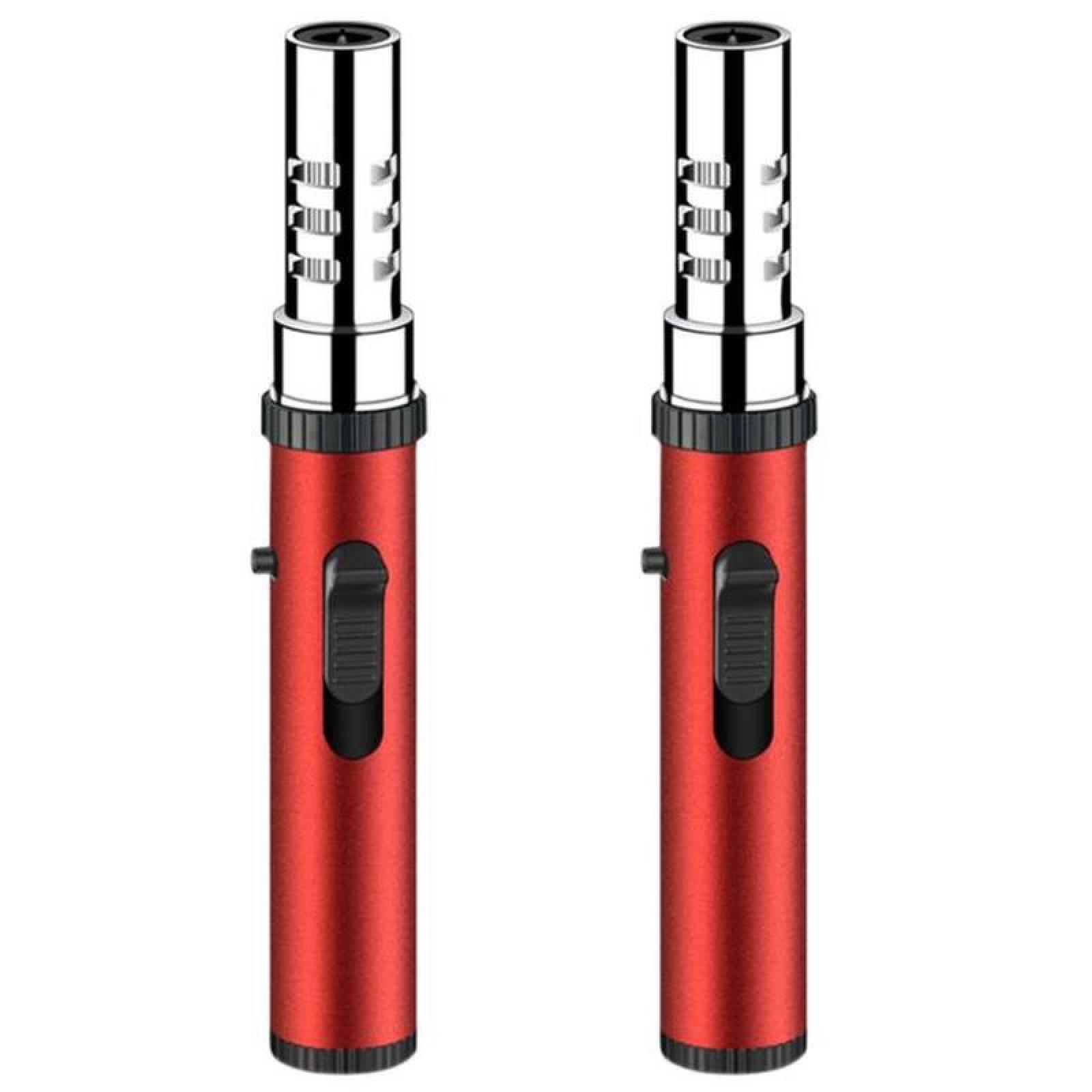 Encendedor Tipo Soplete Seguro MXURC-002-3 2 Pzas Rojo Recargable Metal Gas Butano, UltraTorchRed