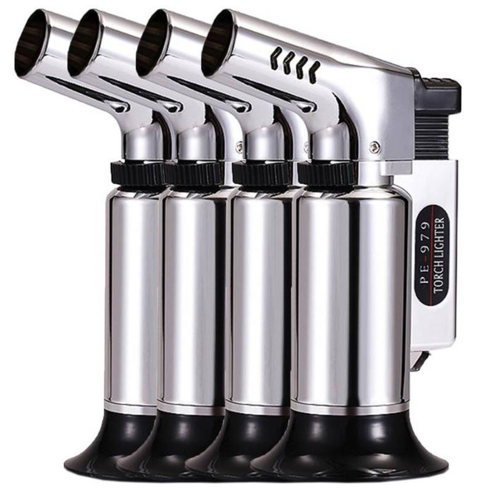 Encendedor Recargable de Gas MXUTV-004-1 4 Pzas Plata Recargable Metal Gas Butano, TorchUltraSilver