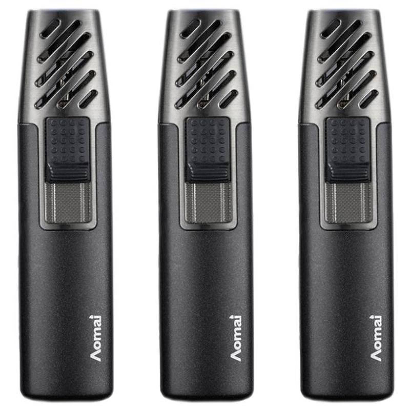 Soplete para Recargar Gas MXYCK-003-2 3 Pzas Negro Recargable Metal Gas Butano, TorchyBlack