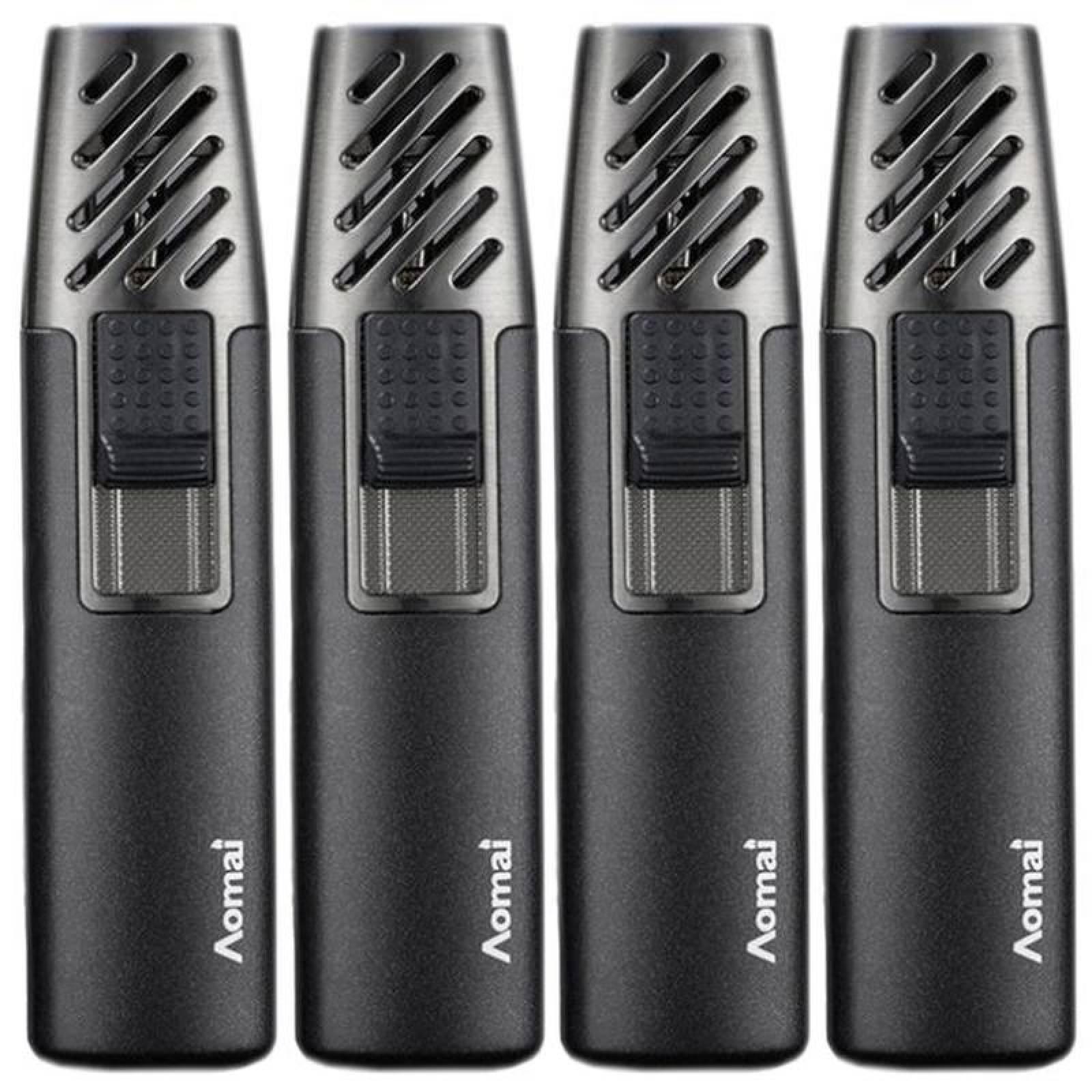 Encendedor Antorcha Portatil MXYCK-004-4 4 Pzas Negro Recargable Metal Gas Butano, TorchyBlack