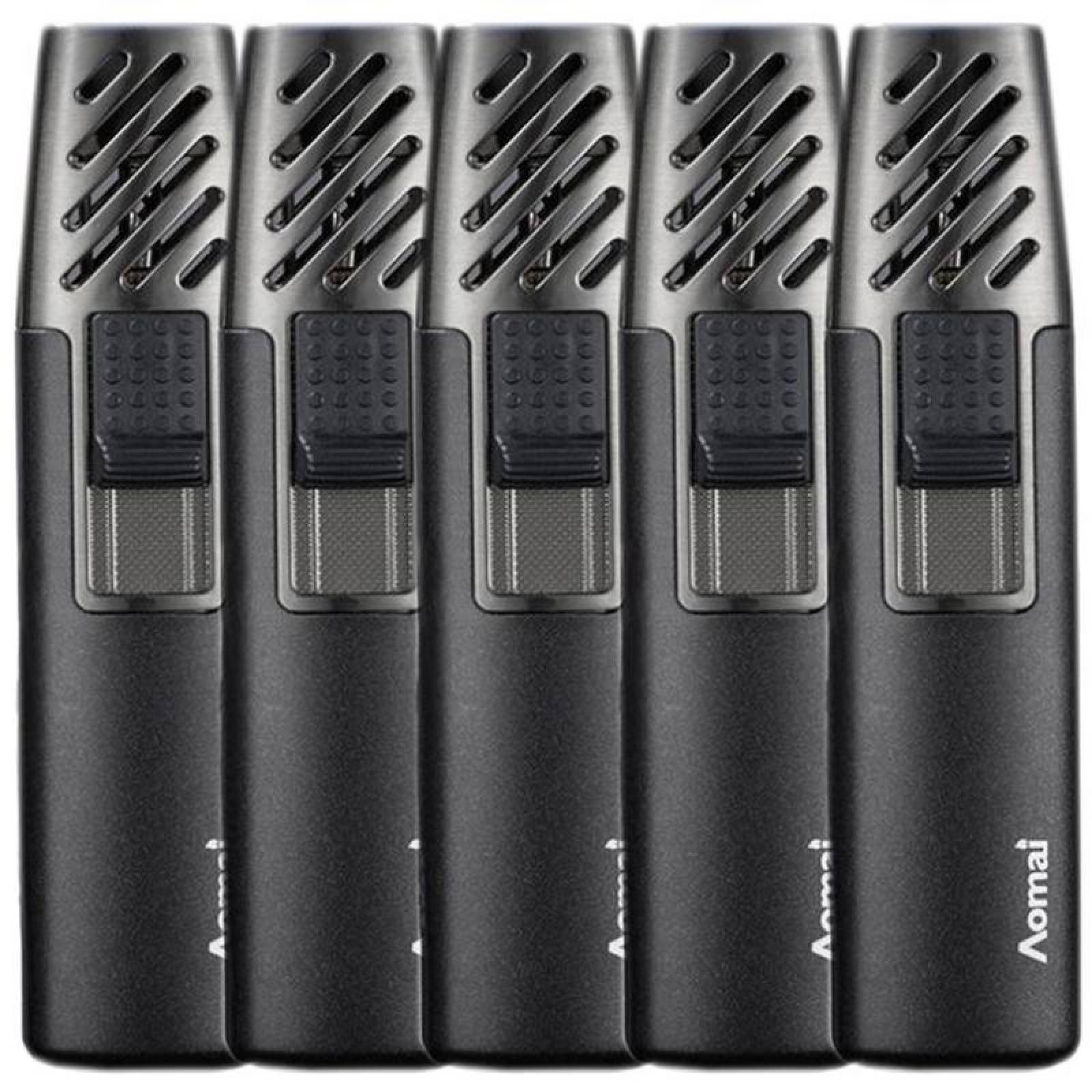 Encendedor Multifuncional MXYCK-005-3 5 Pzas Negro Recargable Metal Gas Butano, TorchyBlack