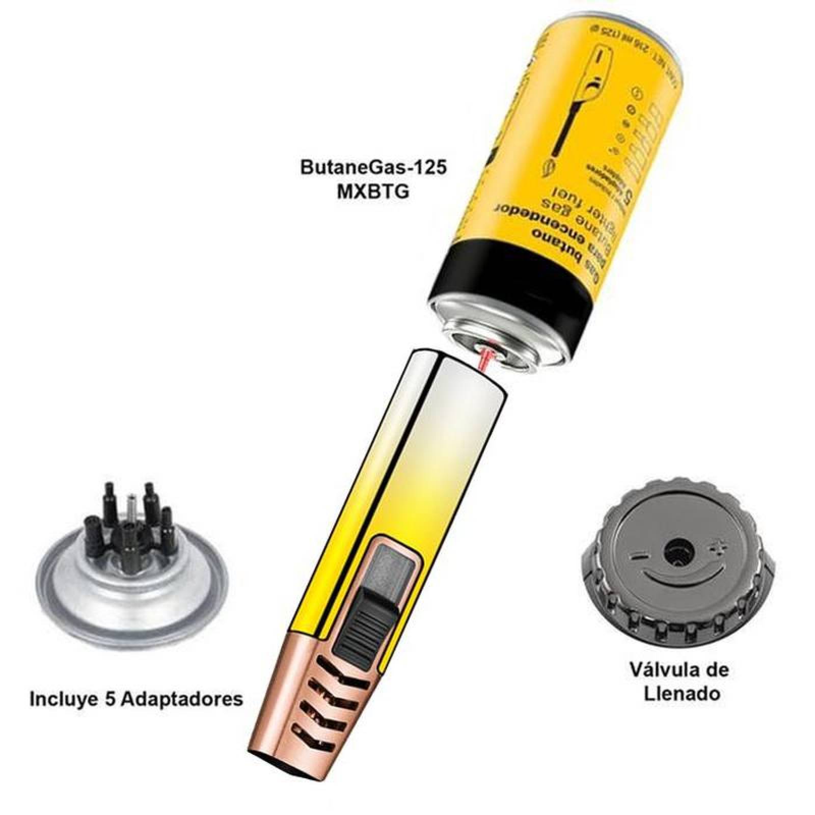 Mechero de Gas Butano de Metal MXYLW-003-3 3 Pzas AmarilloPlata Recargable Metal Gas Butano, ColorTorchYellow