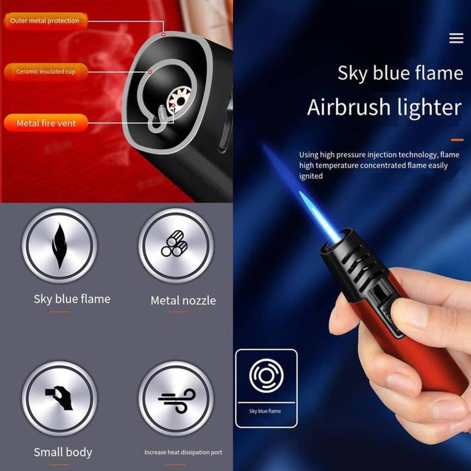 Encendedor Compacto Rellenable MXYRD-001-3 1 Pza Red Recargable Metal Gas Butano, TorchyRed